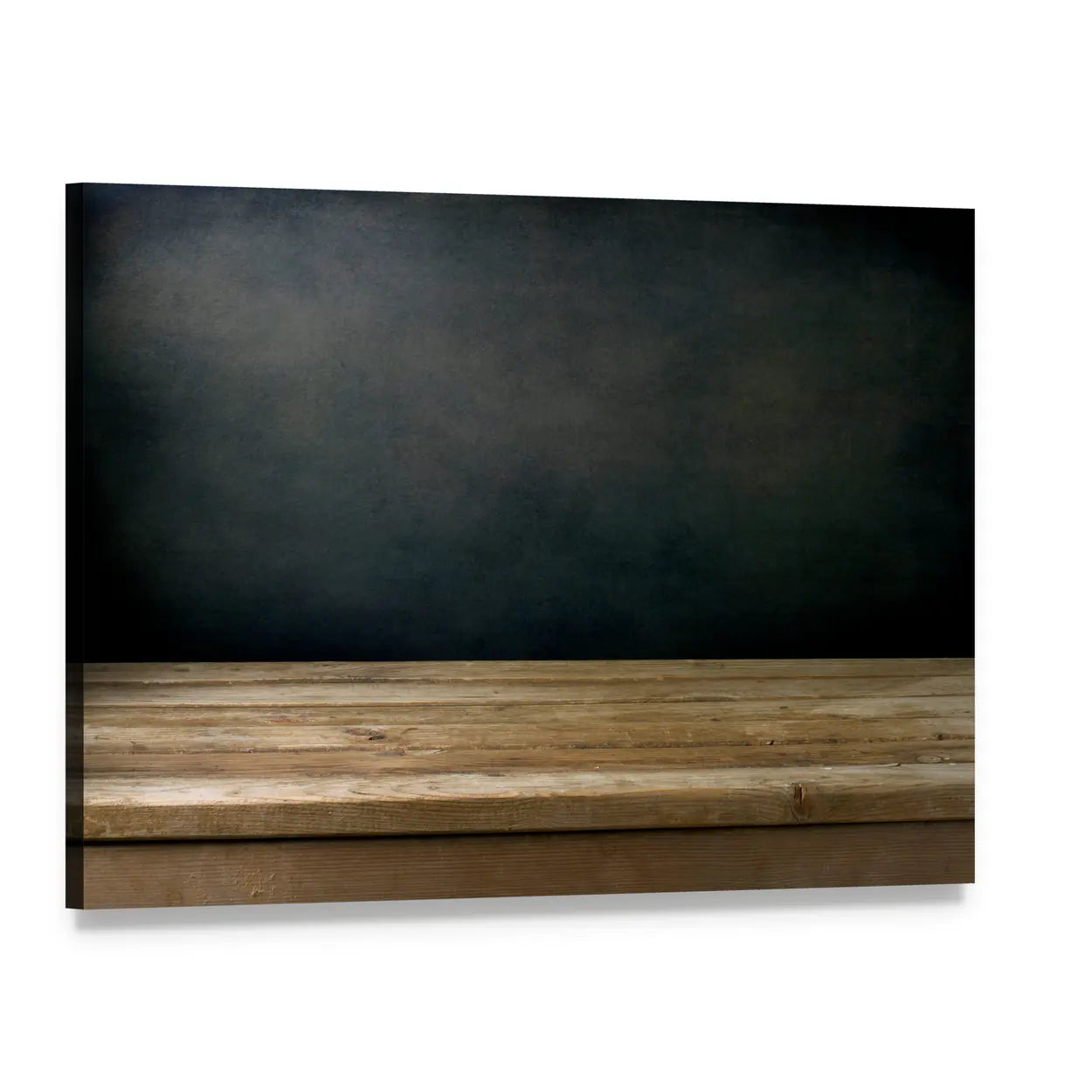Grunge Black with Weathered Wooden Table Canvas Wall Art, single panel gallery wrapped canvas, angled product view