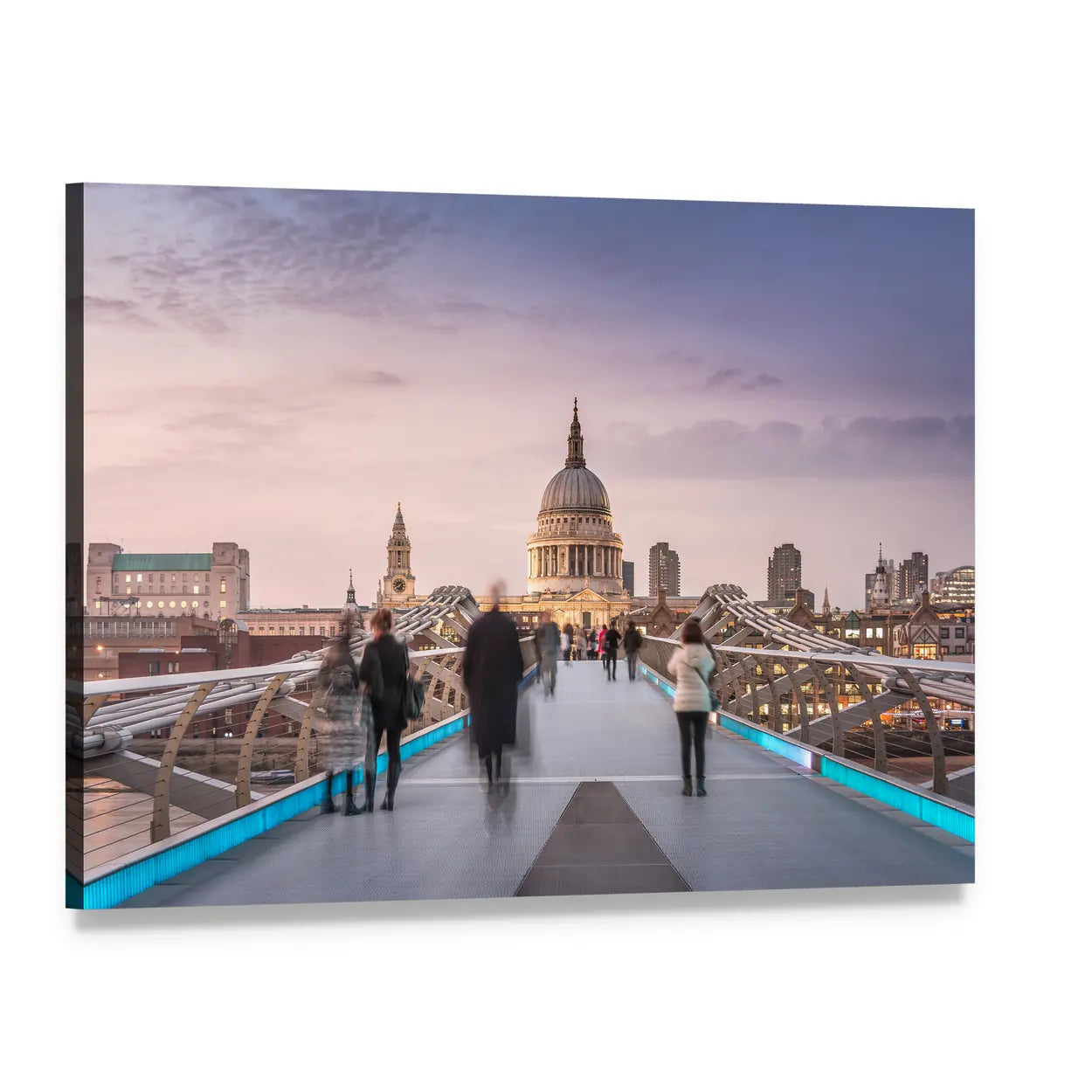 People on Millennium Bridge, London Canvas Wall Art, single panel gallery wrapped canvas, angled product view