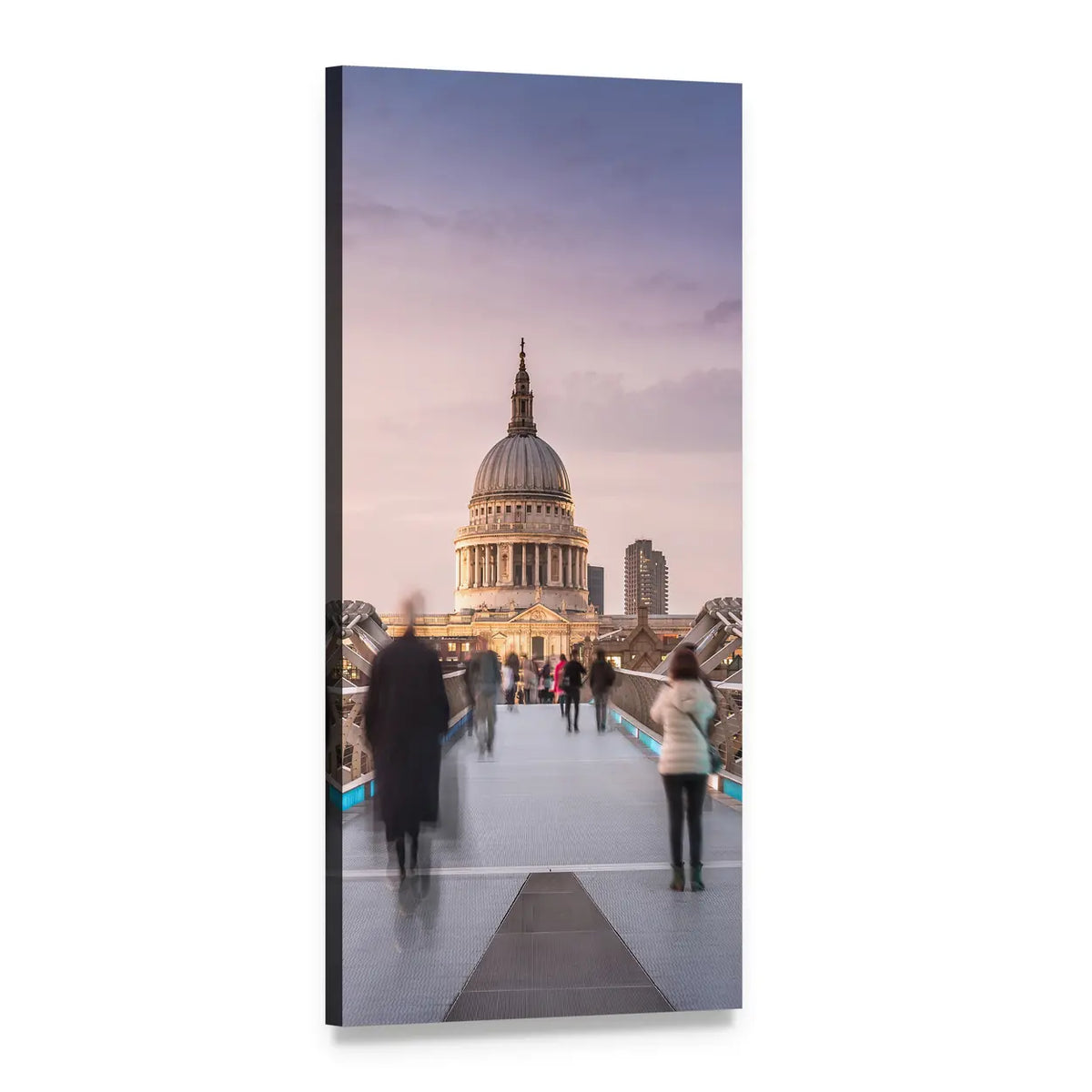 People on Millennium Bridge Vertical Canvas Wall Art, 1 panel 1 Vertical layout gallery wrapped canvas set, angled product view