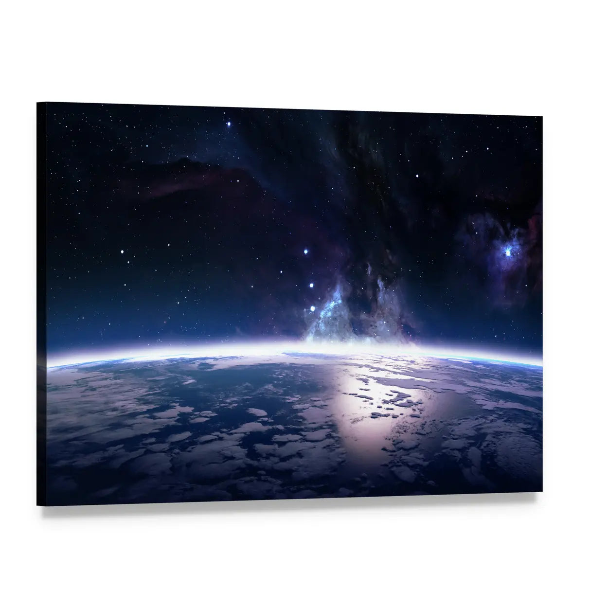 Earth Horizon at Cosmic Sunrise Canvas Wall Art, single panel gallery wrapped canvas, angled product view