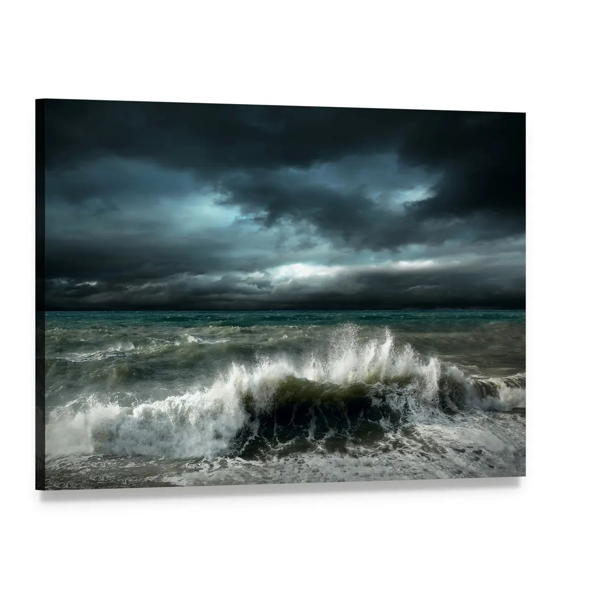 Storm Seascape with Cresting Foam Canvas Wall Art, single panel gallery wrapped canvas, angled product view