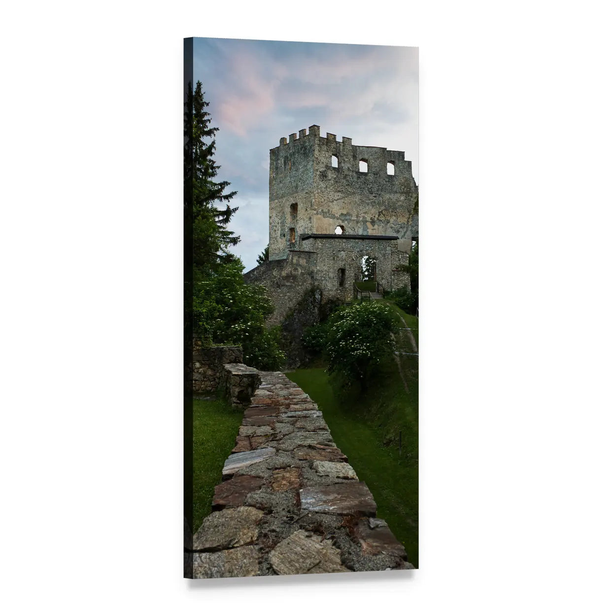 Ruin of Hohenwang Langenwang Castle Vertical Canvas Wall Art, 1 panel 1 Vertical layout gallery wrapped canvas set, angled product view