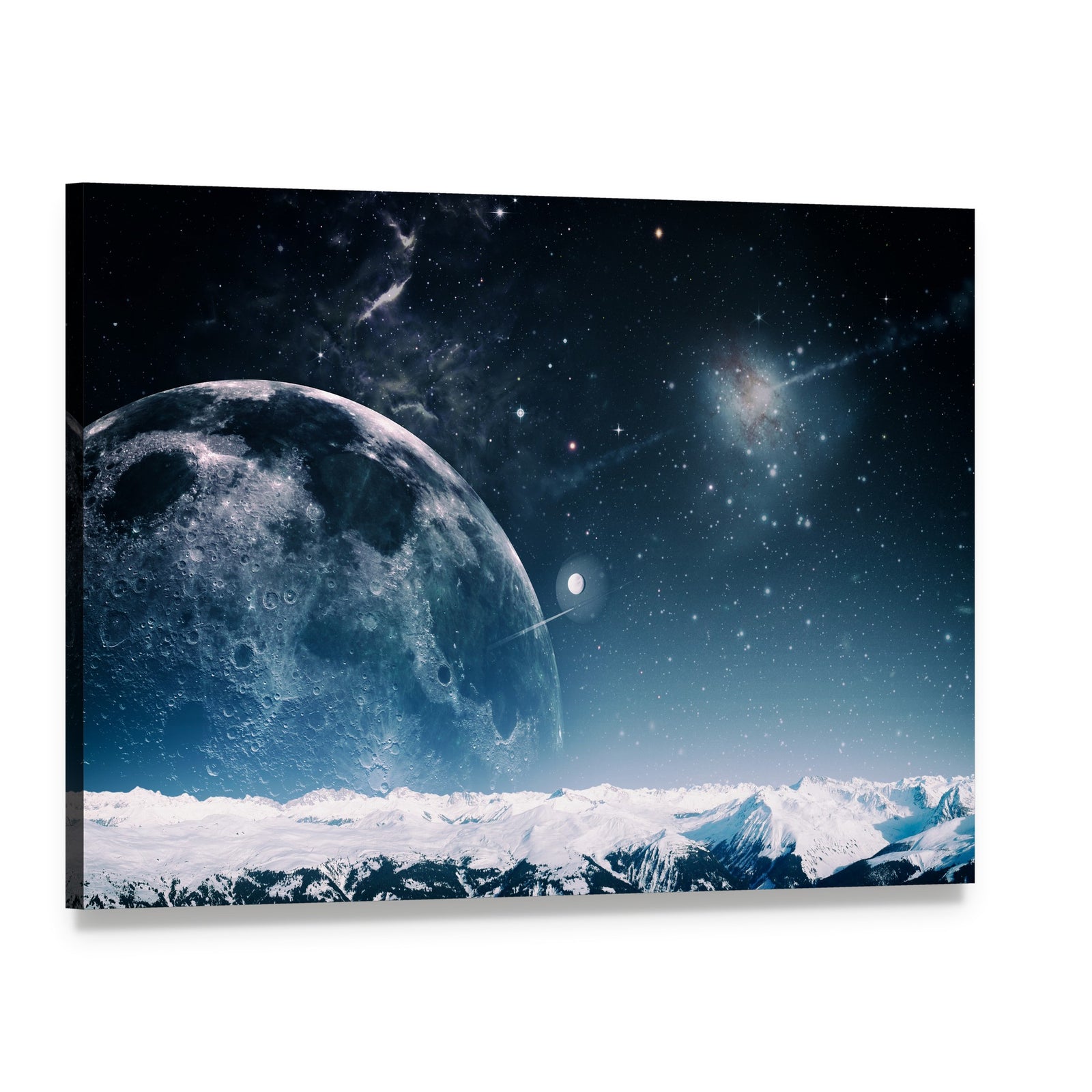Moon Over Alien Mountains Canvas Wall Art, single panel gallery wrapped canvas, angled product view
