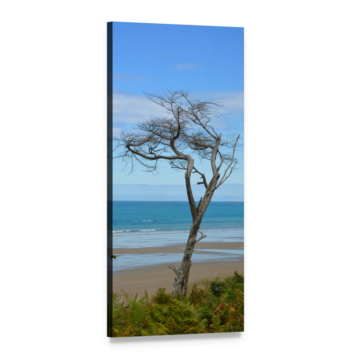 Dead Tree by the Sea Vertical Canvas Wall Art, 1 panel 1 Vertical layout gallery wrapped canvas set, angled product view