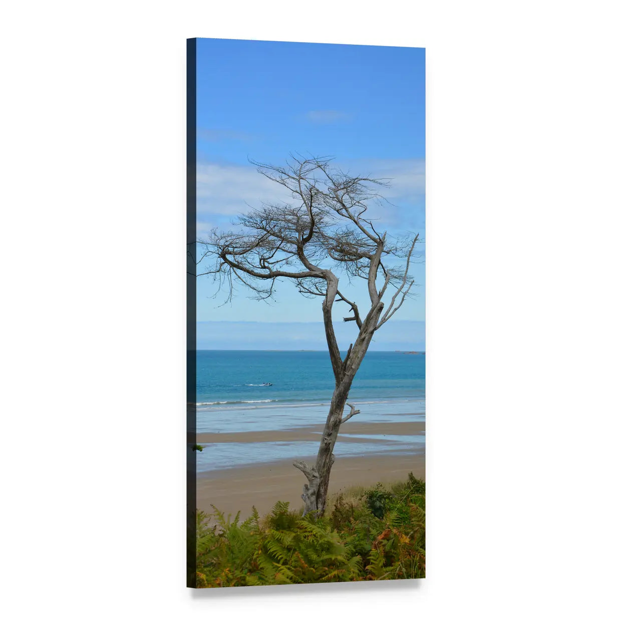 Dead Tree by the Sea Vertical Canvas Wall Art, 1 panel 1 Vertical layout gallery wrapped canvas set, angled product view