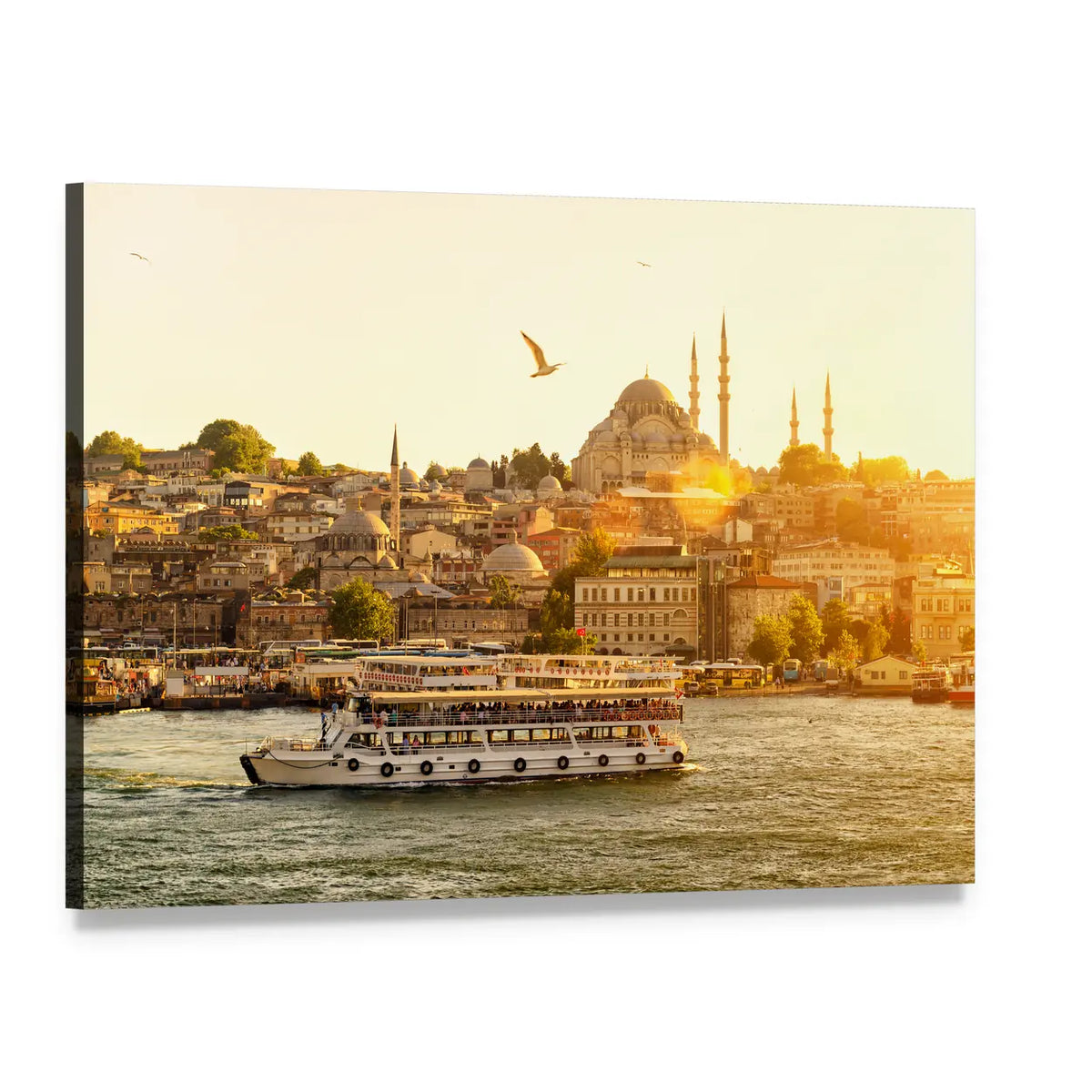 Istanbul at Sunset Canvas Wall Art, single panel gallery wrapped canvas, angled product view