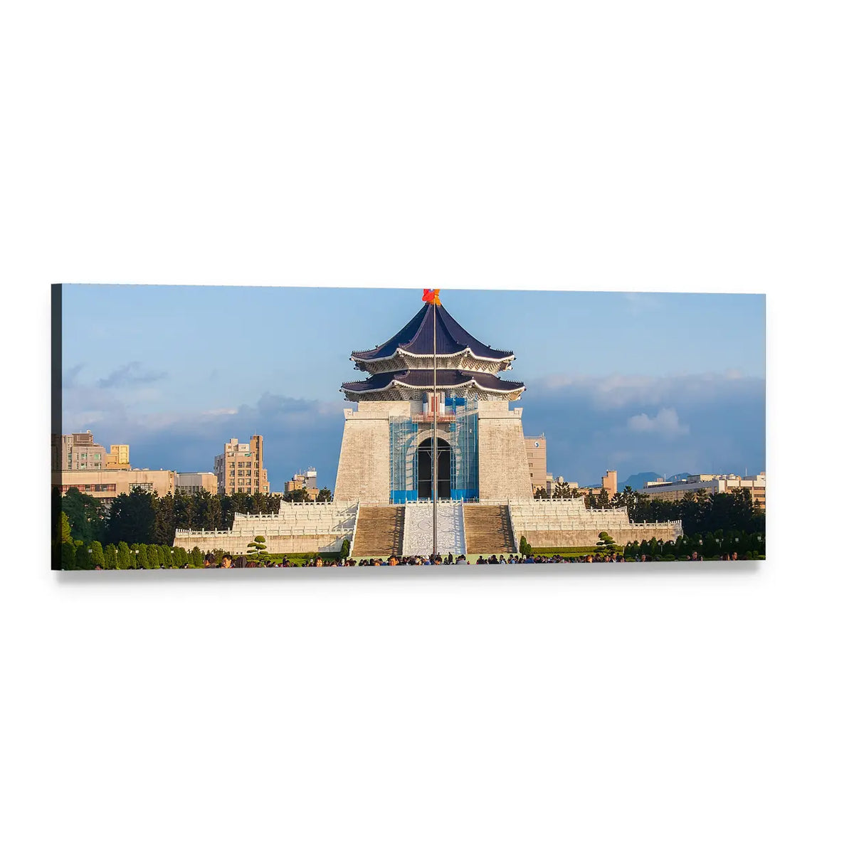 Chiang Kai Shek Memorial Hall Panoramic Canvas Wall Art, single panel gallery wrapped canvas, angled product view