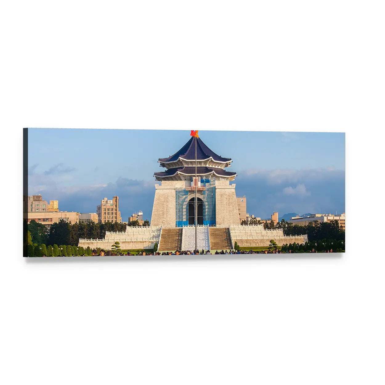 Chiang Kai Shek Memorial Hall Panoramic Canvas Wall Art, single panel gallery wrapped canvas, angled product view
