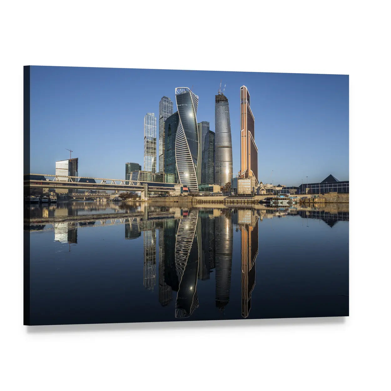 Moscow Business Center Skyline Canvas Wall Art, single panel gallery wrapped canvas, angled product view