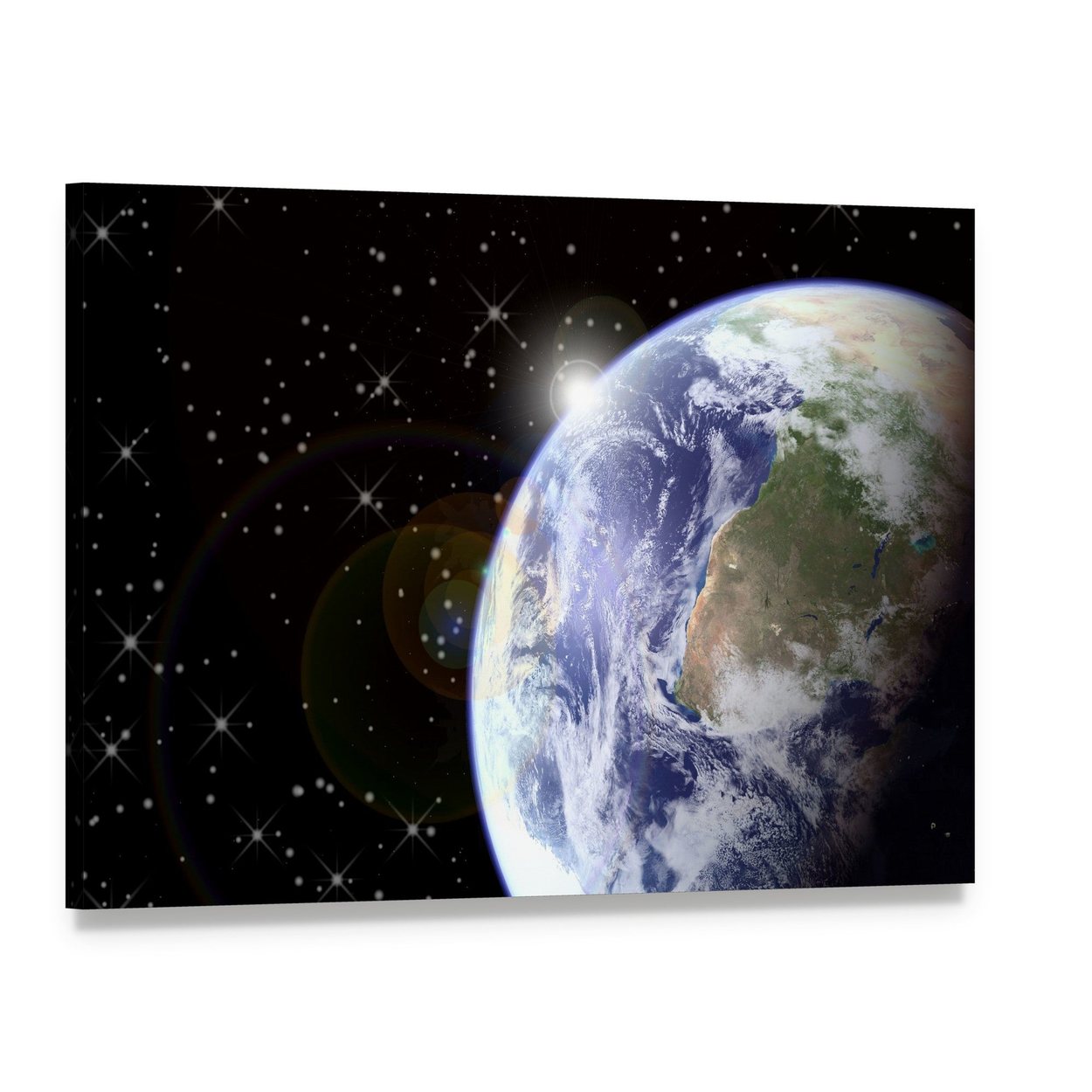 Sunrise from Space Canvas Wall Art, single panel gallery wrapped canvas, angled product view