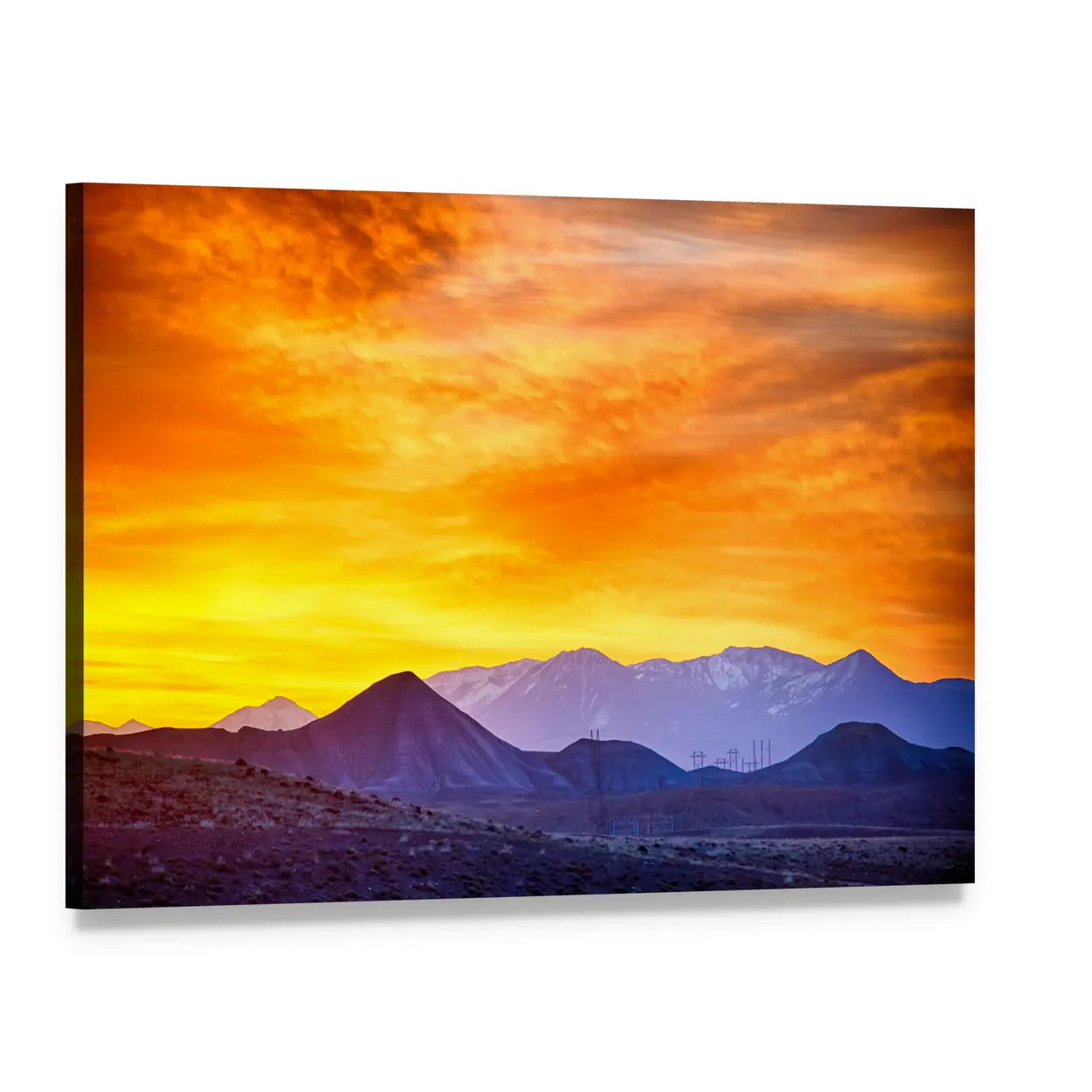 Sunrise Over Rocky Mountains Canvas Wall Art, single panel gallery wrapped canvas, angled product view