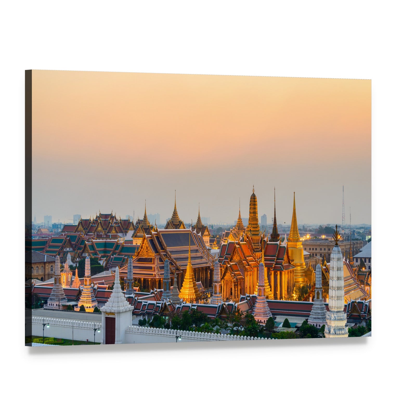 Majestic Grand Palace in Bangkok Canvas Wall Art, single panel gallery wrapped canvas, angled product view