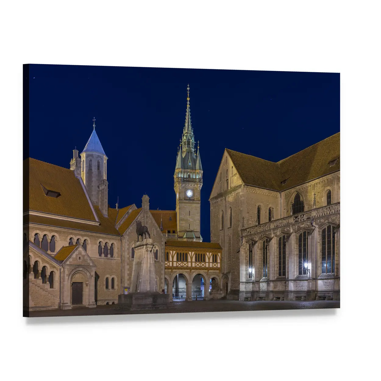 Braunschweig Evening Square Canvas Wall Art, single panel gallery wrapped canvas, angled product view