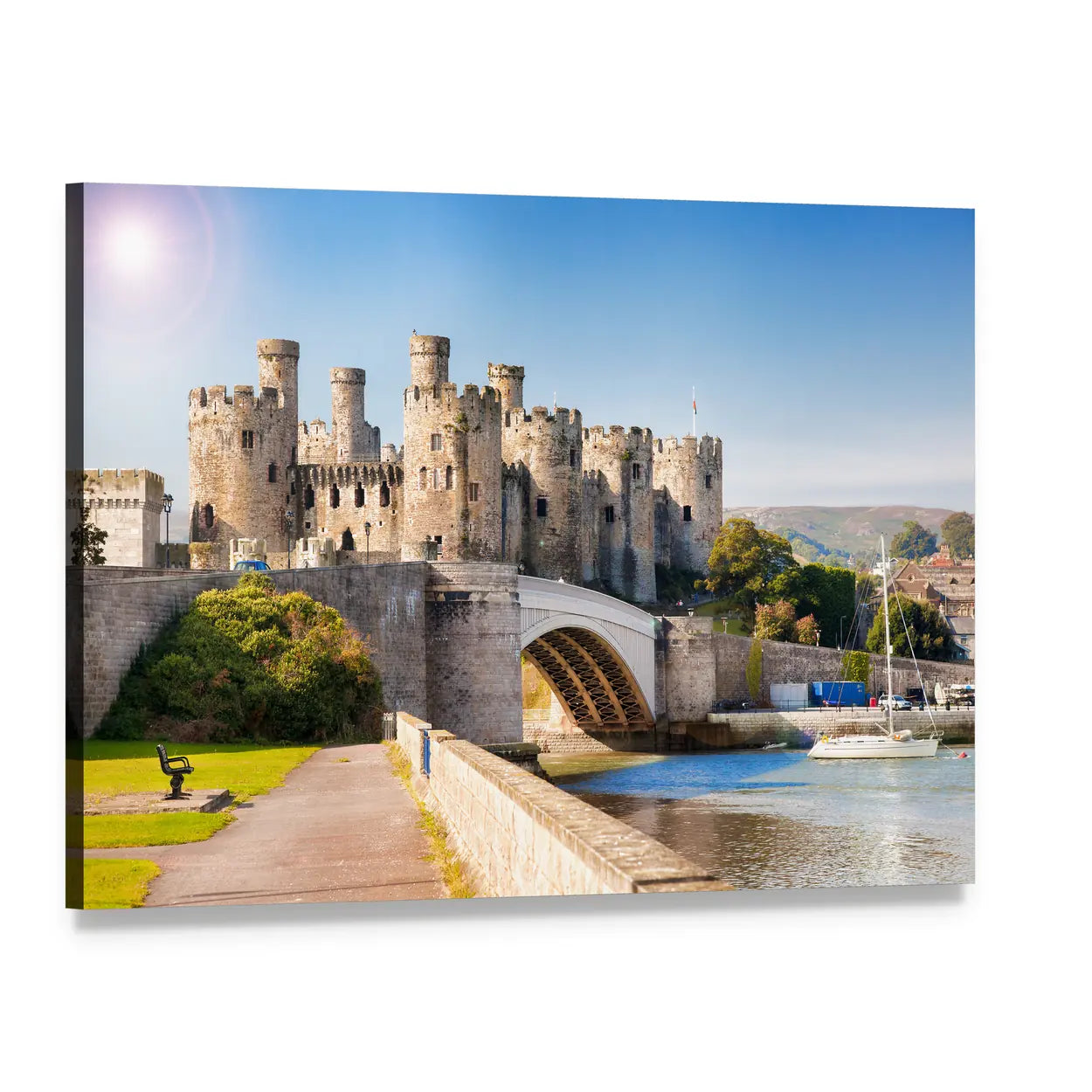 Conwy Castle in Wales Canvas Wall Art, single panel gallery wrapped canvas, angled product view