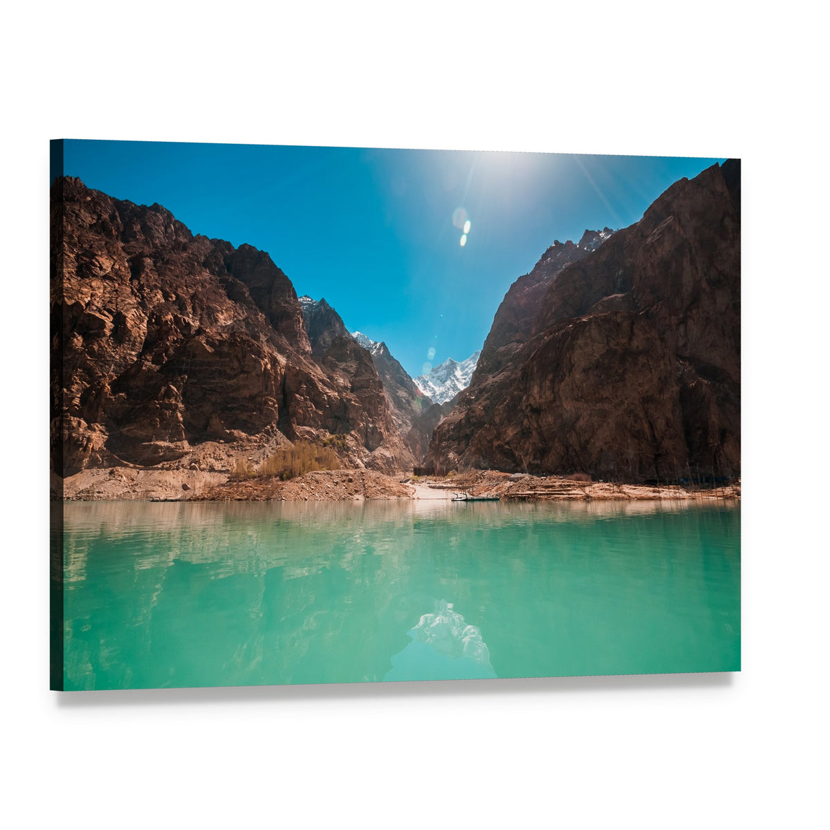 Attabad Lake in Pakistan Canvas Wall Art, single panel gallery wrapped canvas, angled product view