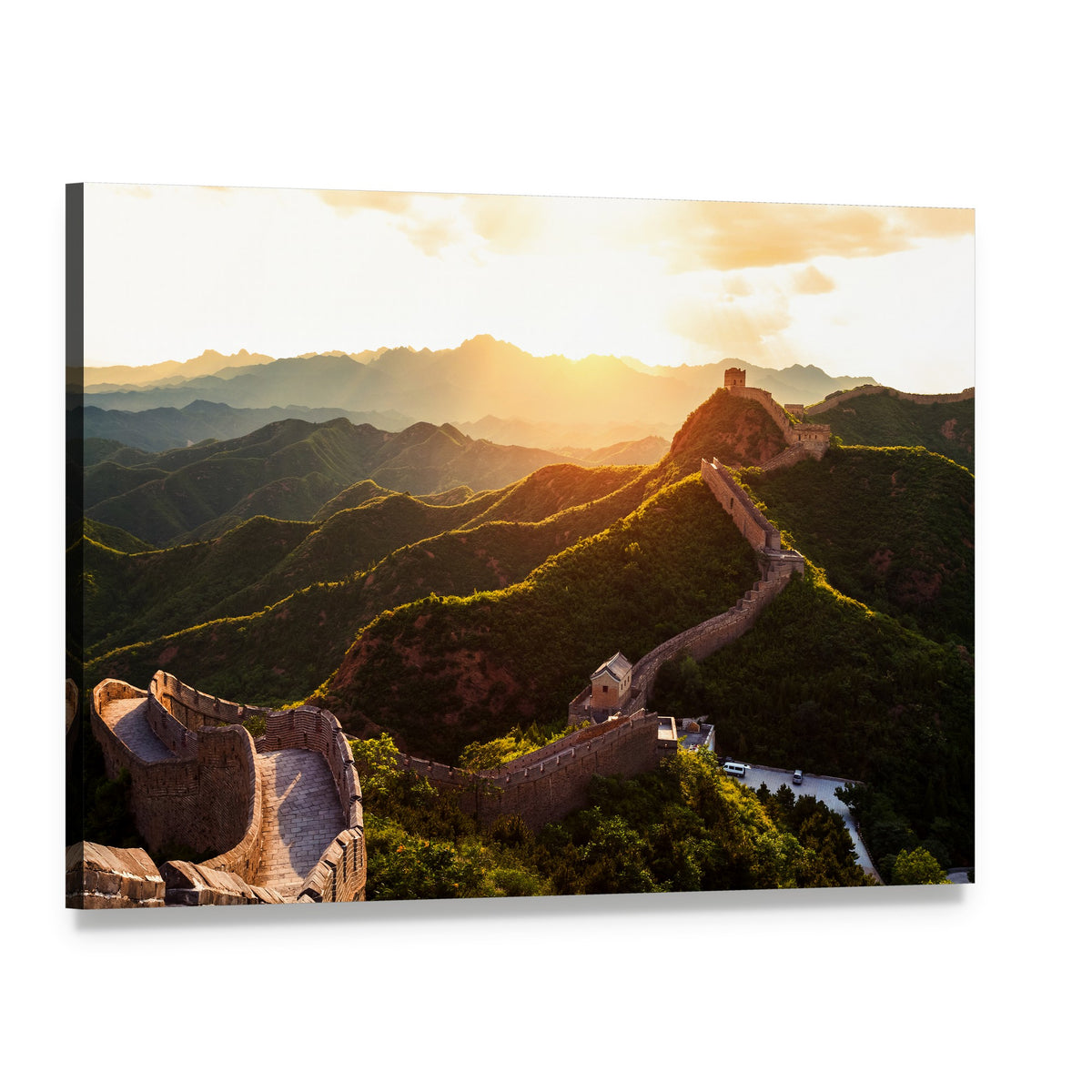 Great Wall of China Under Sunshine Canvas Wall Art, single panel gallery wrapped canvas, angled product view