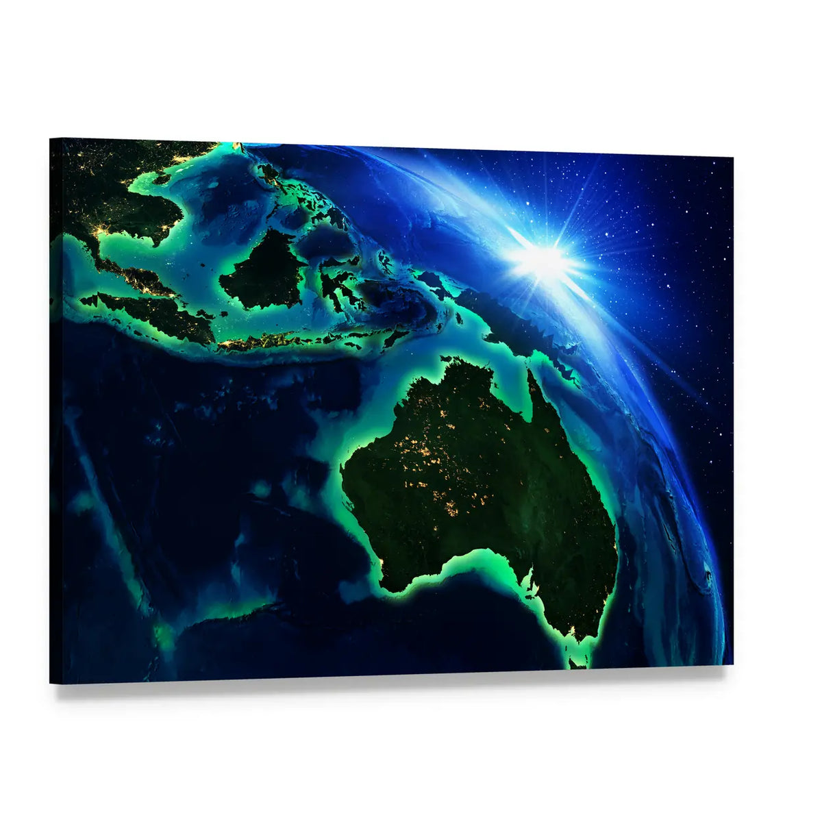 Australia and Indonesia from Space Canvas Wall Art, single panel gallery wrapped canvas, angled product view