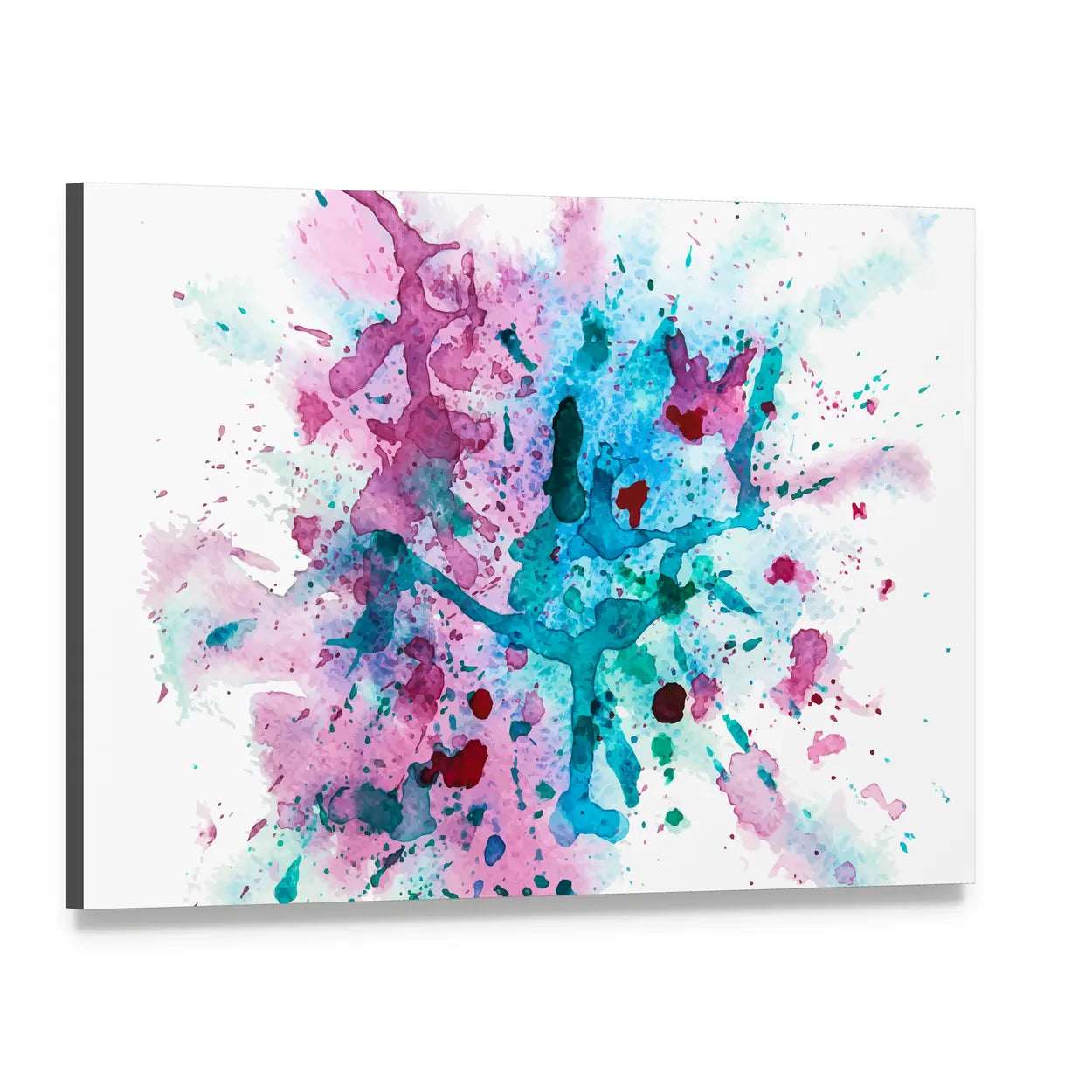 Multicolor Watercolor Splash Canvas Wall Art, single panel gallery wrapped canvas, angled product view