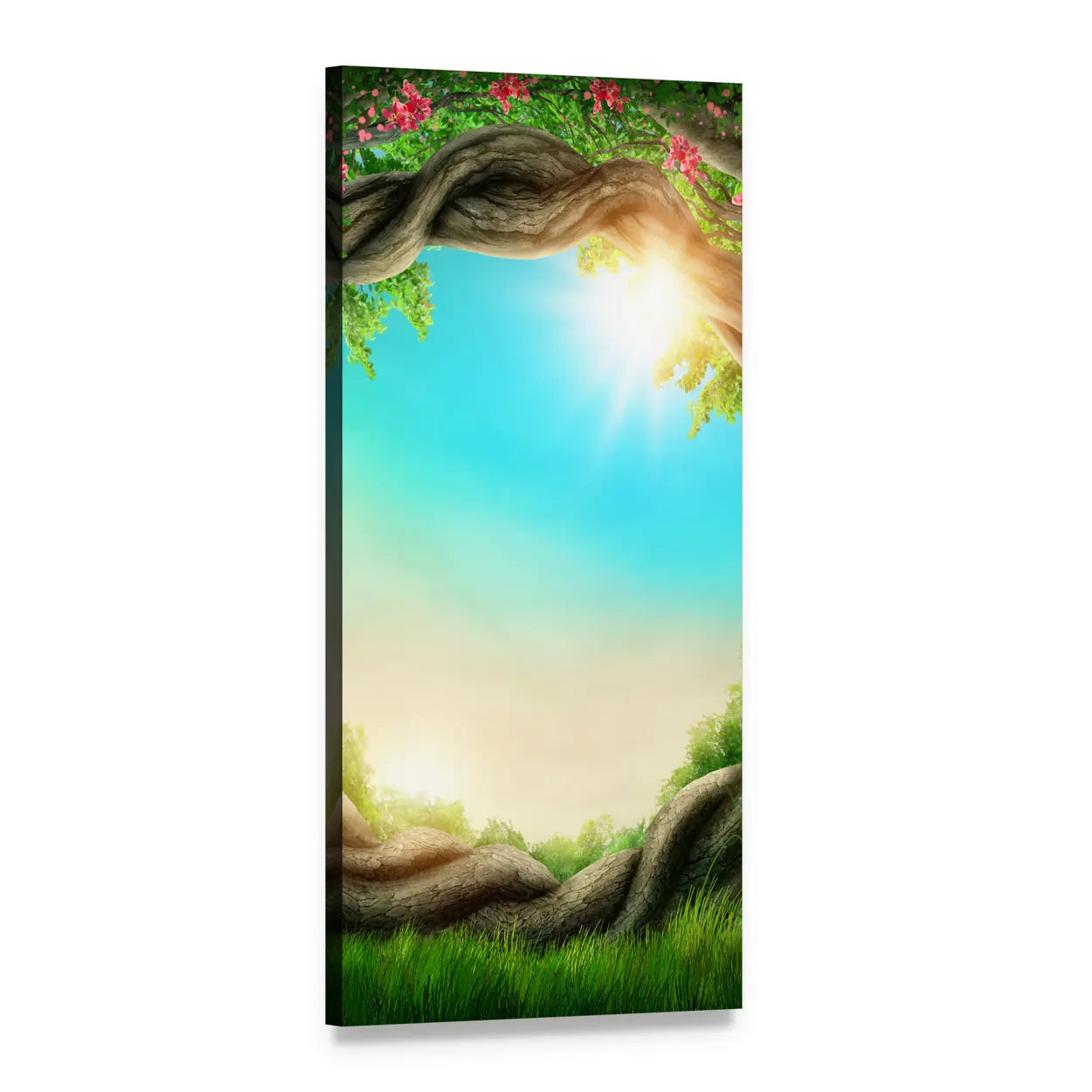 Enchanted Spring Forest Vertical Canvas Wall Art, 1 panel 1 Vertical layout gallery wrapped canvas set, angled product view