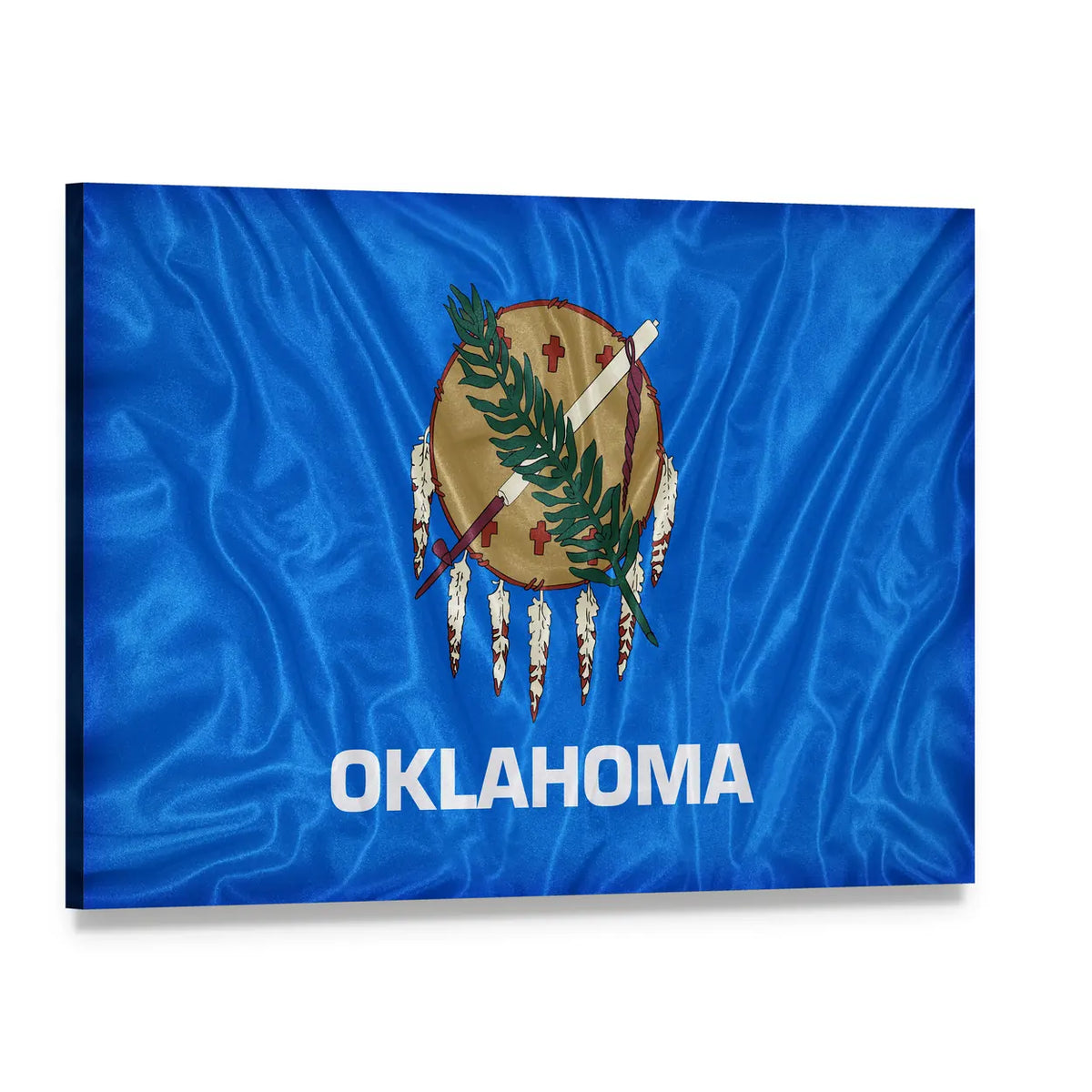 Oklahoma State Flag Canvas Wall Art, single panel gallery wrapped canvas, angled product view