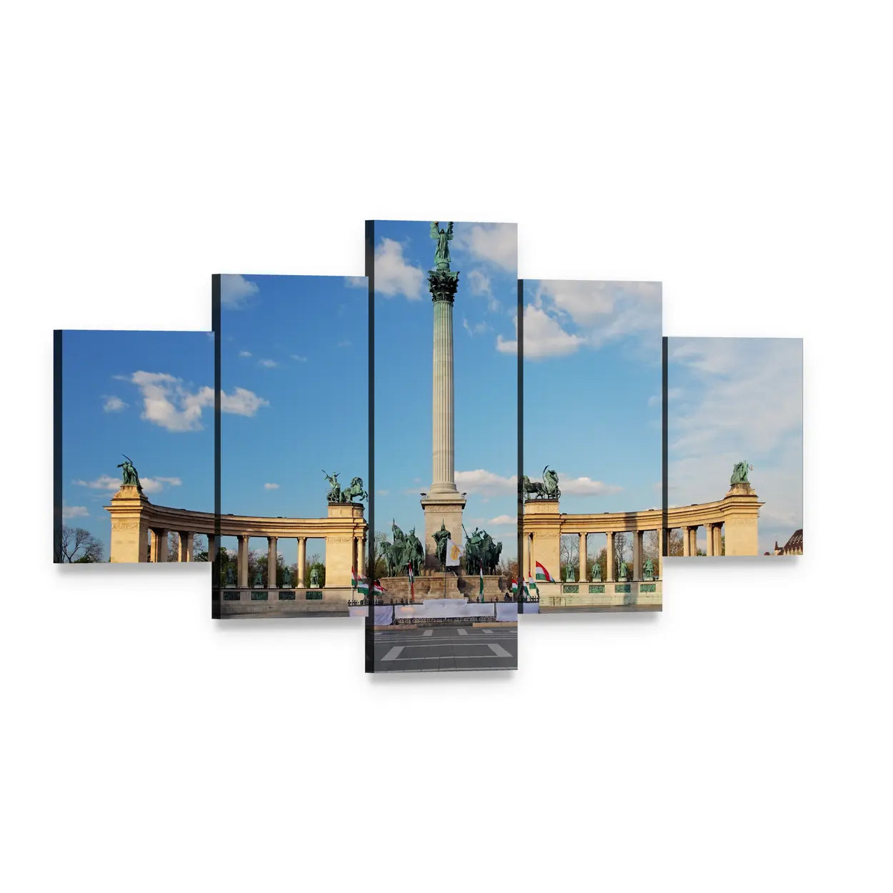 Heroes' Square in Budapest Canvas Wall Art, 5 panel 5 Star layout gallery wrapped canvas set, angled product view