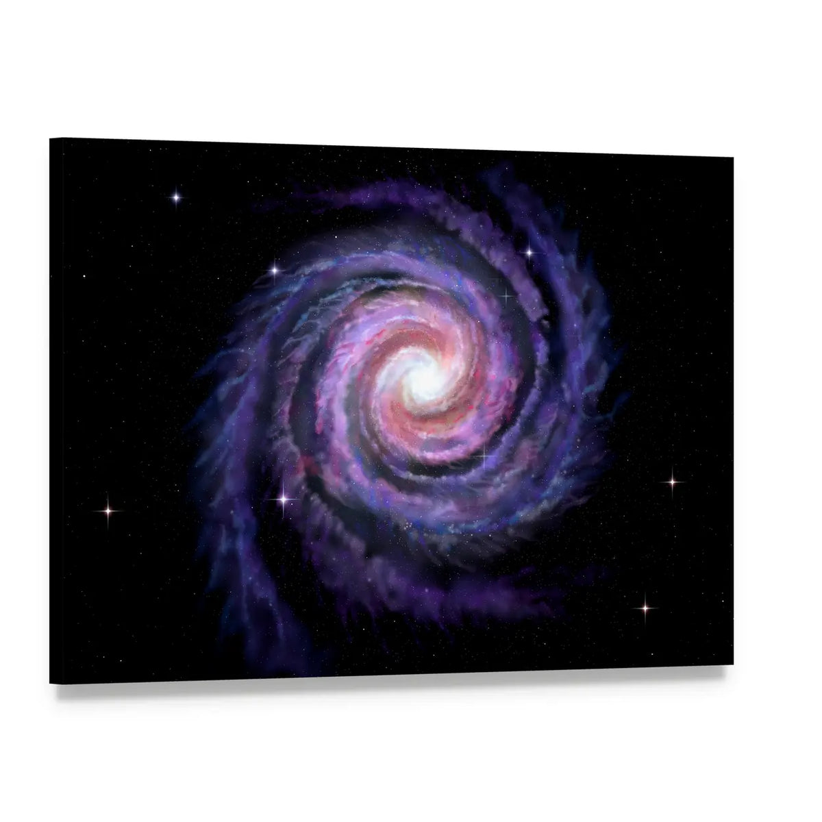 Milky Way Spiral Galaxy Canvas Wall Art, single panel gallery wrapped canvas, angled product view