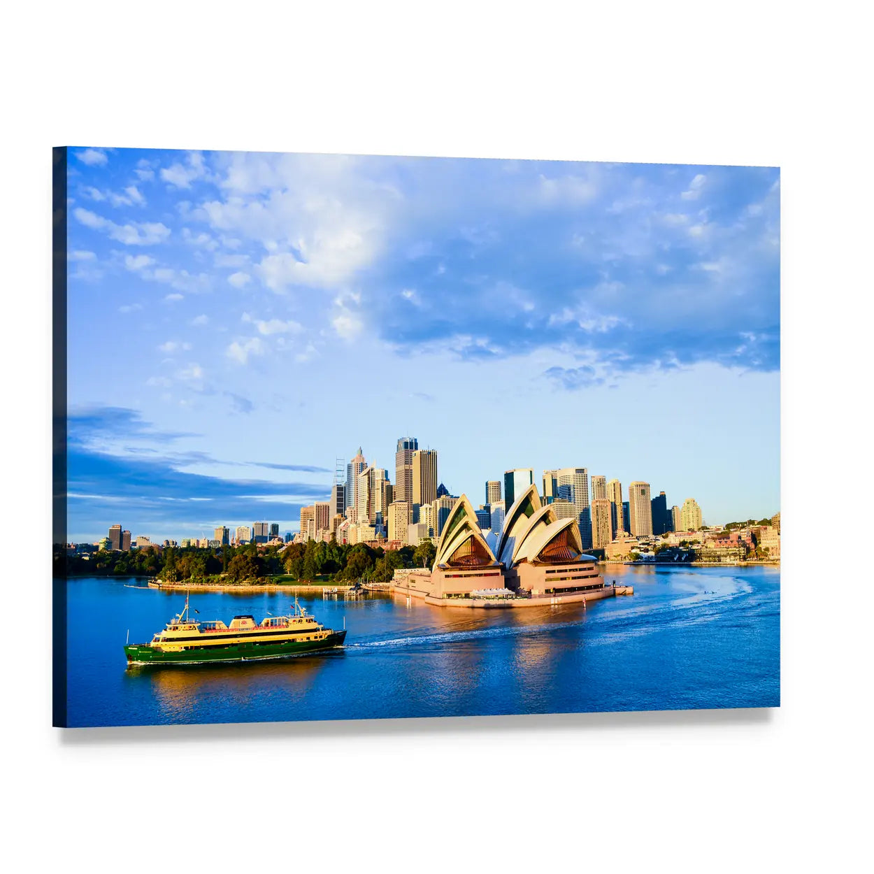 Sydney Opera House and Harbor View Canvas Wall Art, single panel gallery wrapped canvas, angled product view