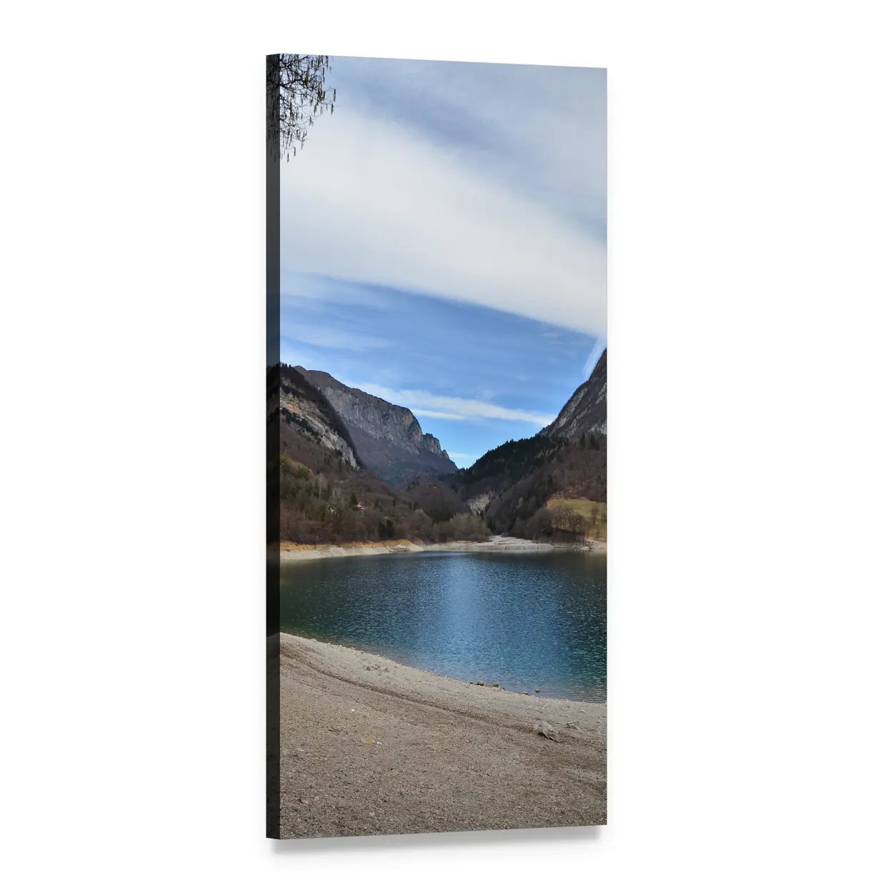 Tenno Lake Mountains in Autumn Vertical Canvas Wall Art, 1 panel 1 Vertical layout gallery wrapped canvas set, angled product view