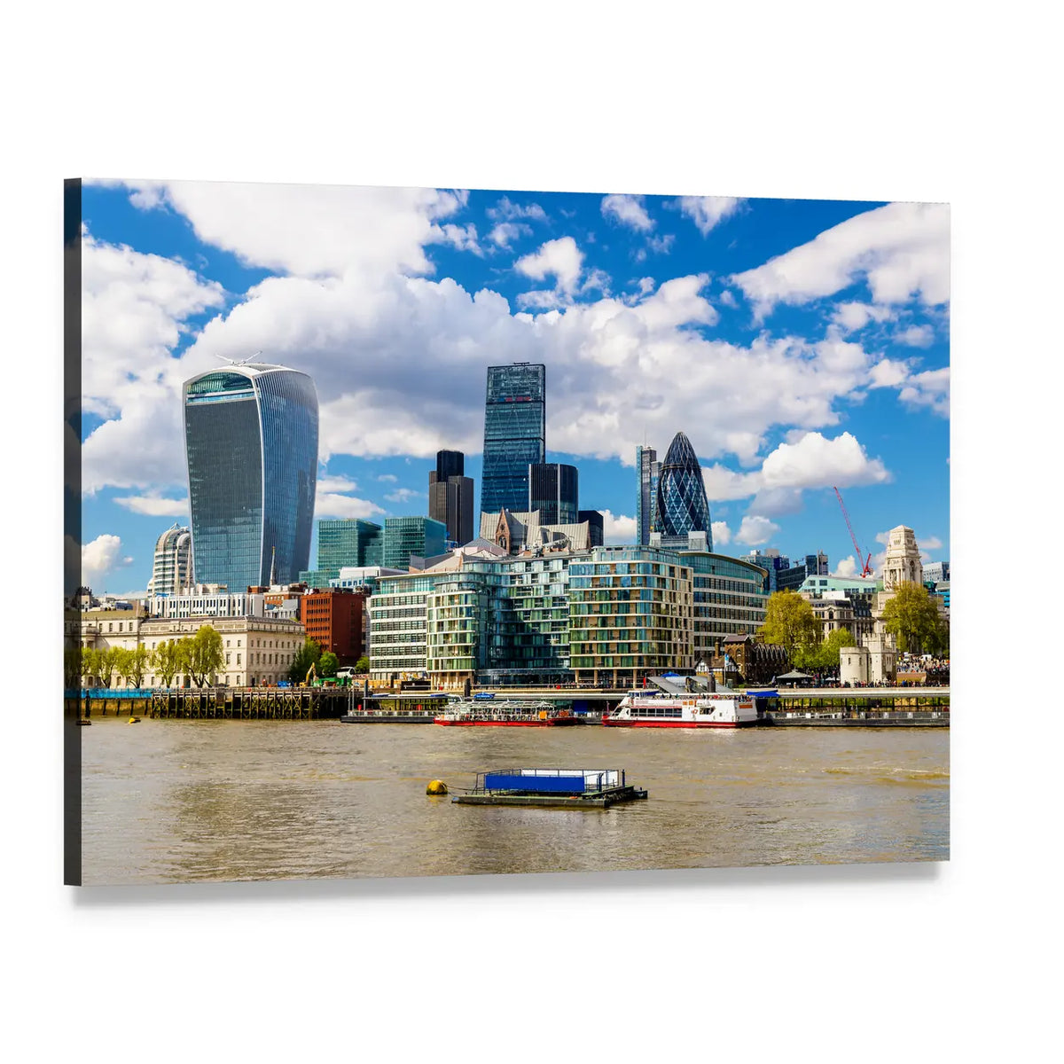 City of London Skyline with the Shard Canvas Wall Art, single panel gallery wrapped canvas, angled product view