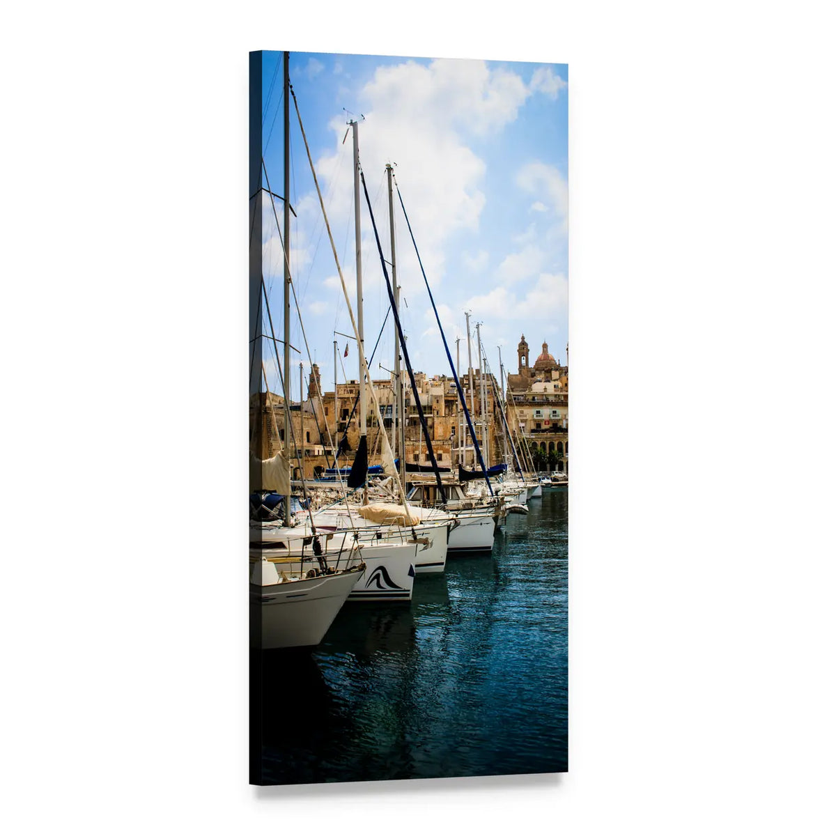 Fishing Boat in Marsaxlokk Vertical Canvas Wall Art, 1 panel 1 Vertical layout gallery wrapped canvas set, angled product view