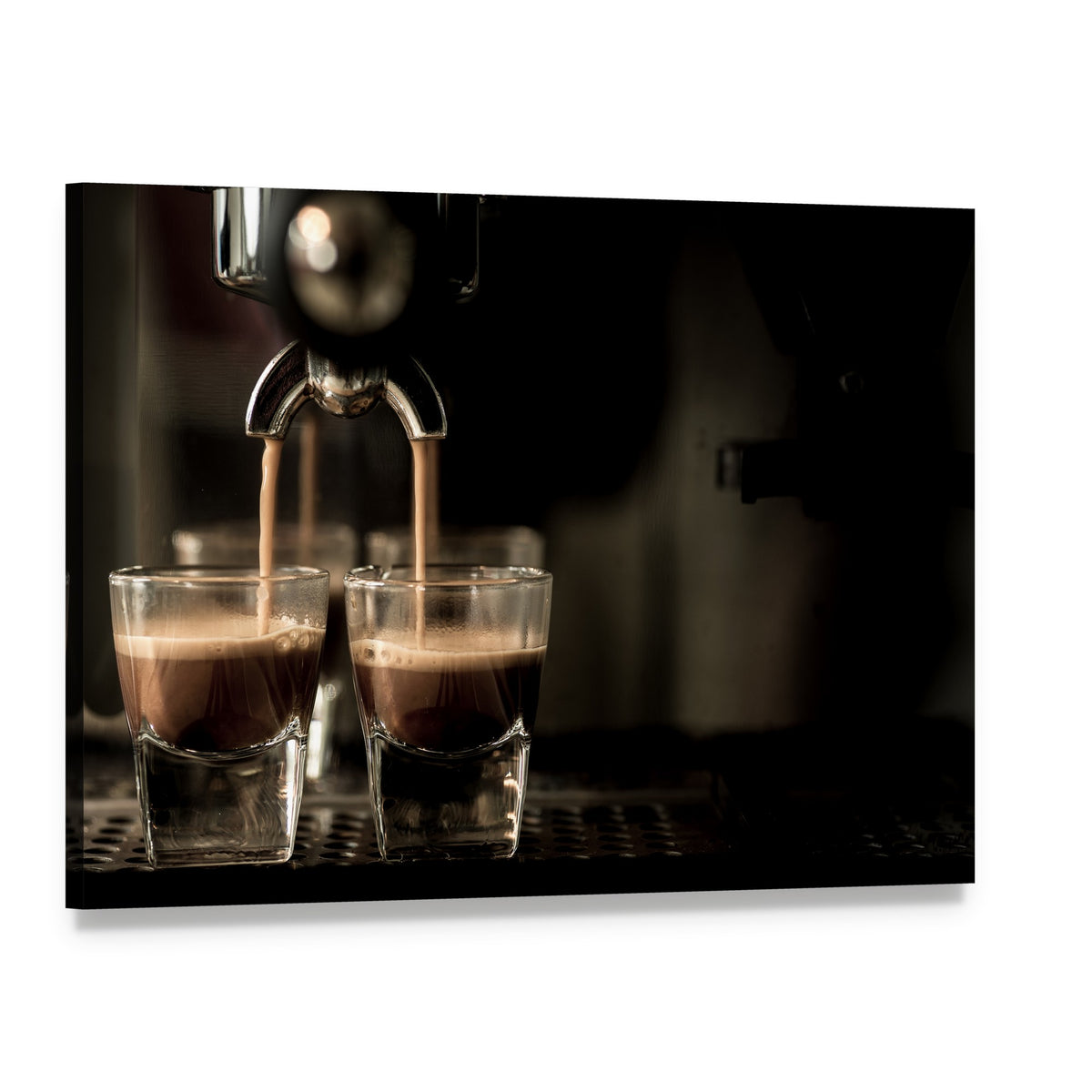 Espresso Coffee Canvas Wall Art, single panel gallery wrapped canvas, angled product view