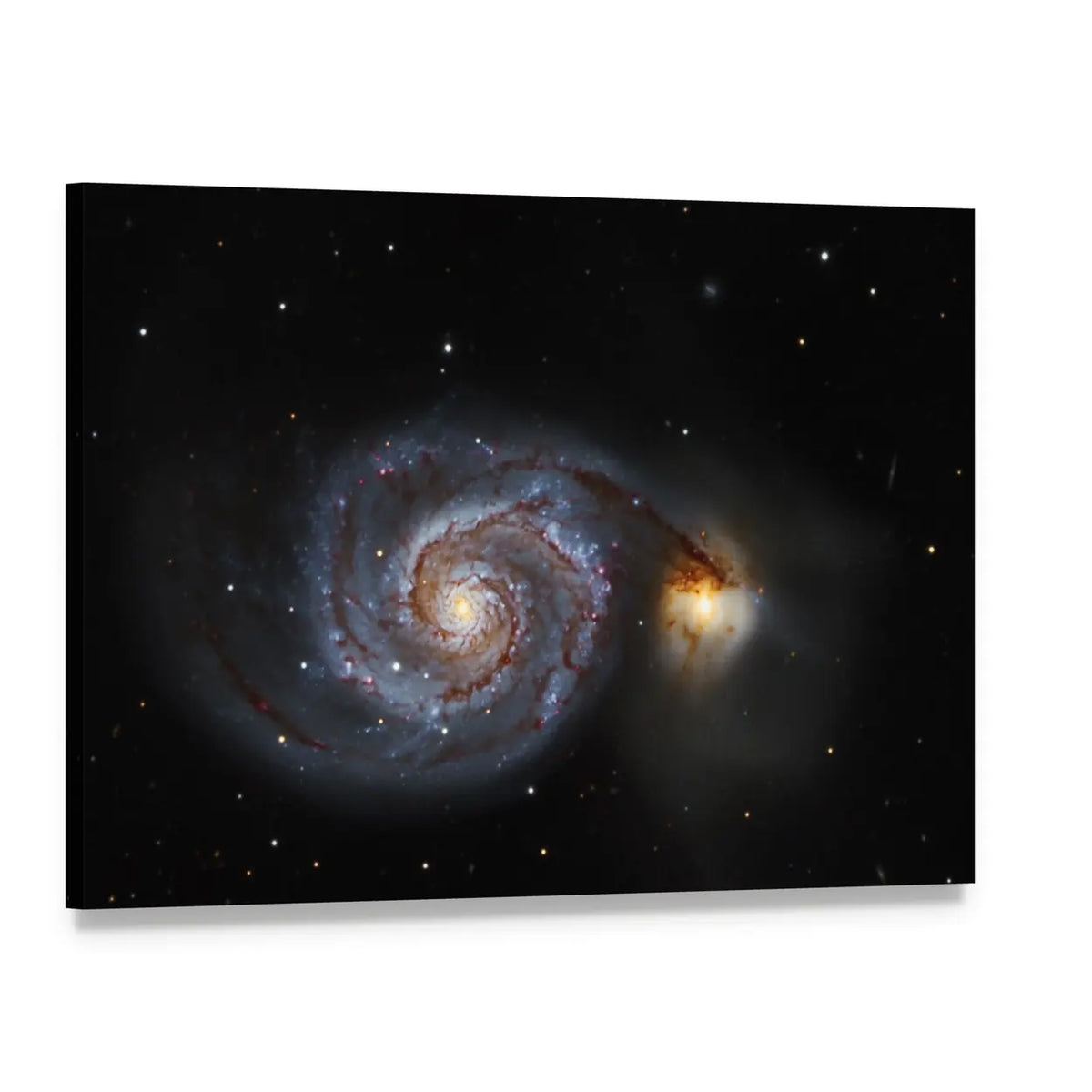 Whirlpool Galaxy Canvas Wall Art, single panel gallery wrapped canvas, angled product view