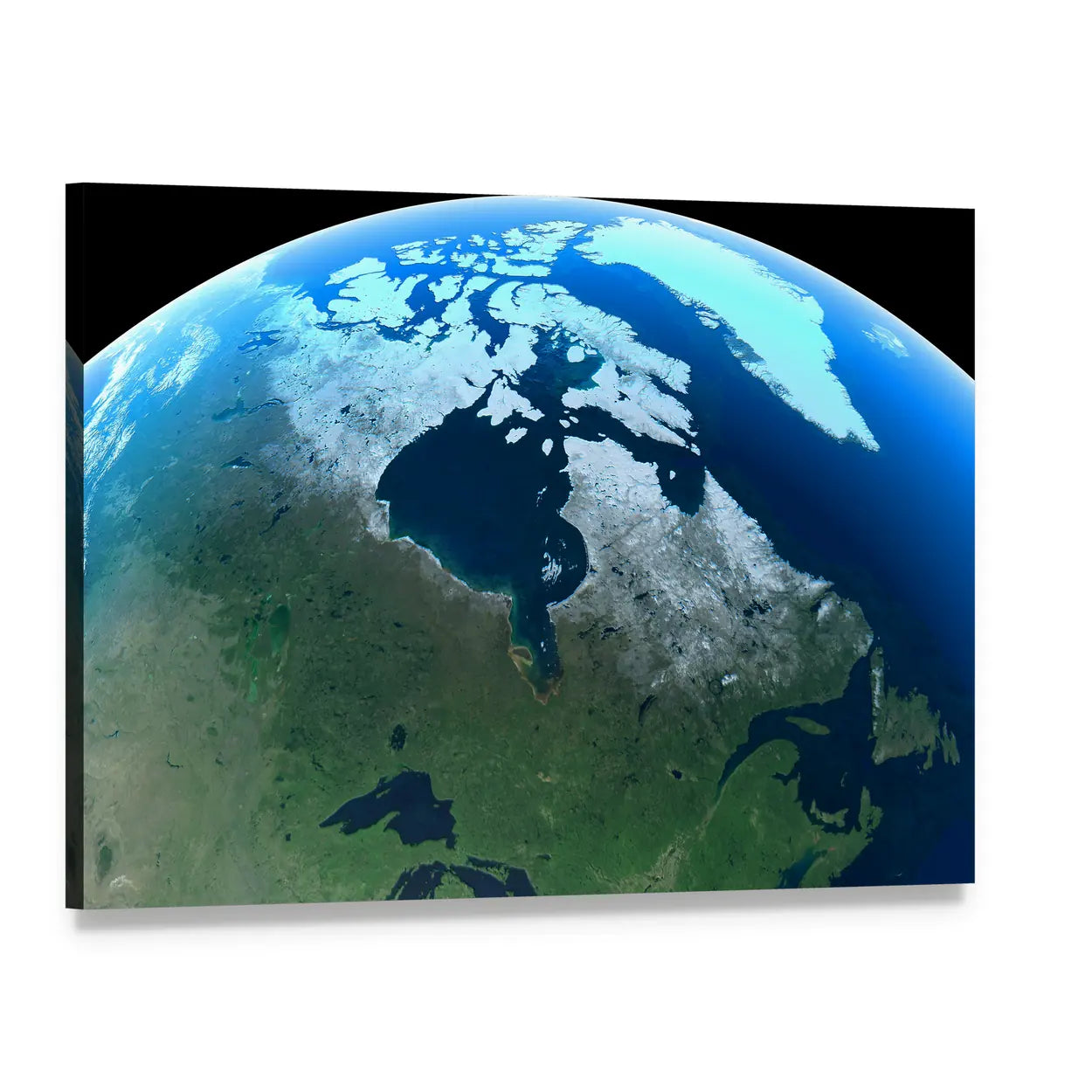 Canada and Greenland from Space Canvas Wall Art, single panel gallery wrapped canvas, angled product view