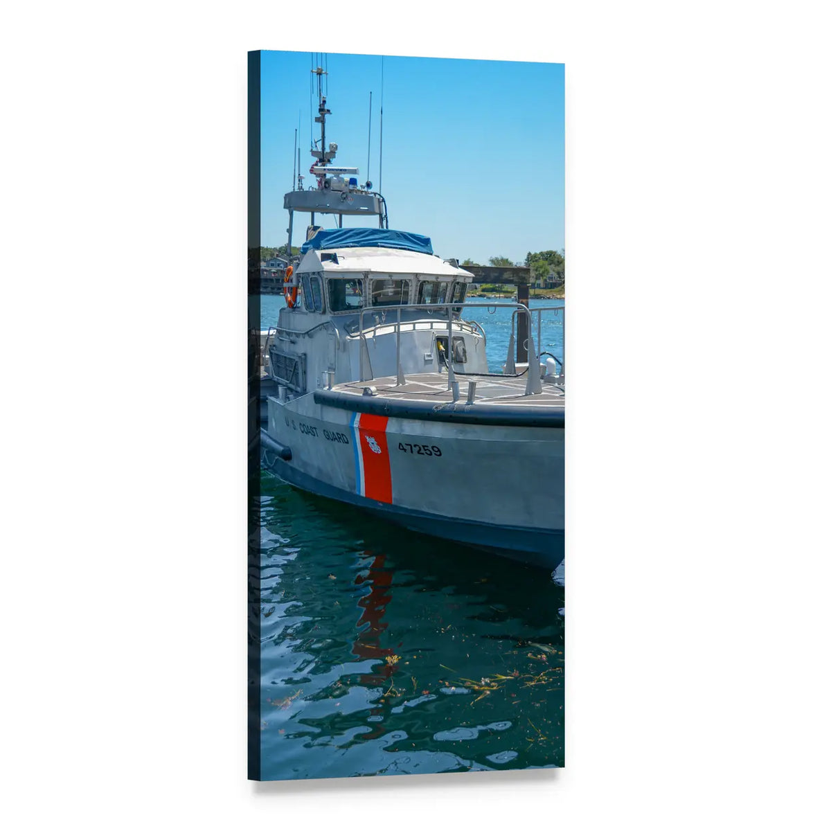 Coast Guard Boat 47259 Vertical Canvas Wall Art, 1 panel 1 Vertical layout gallery wrapped canvas set, angled product view
