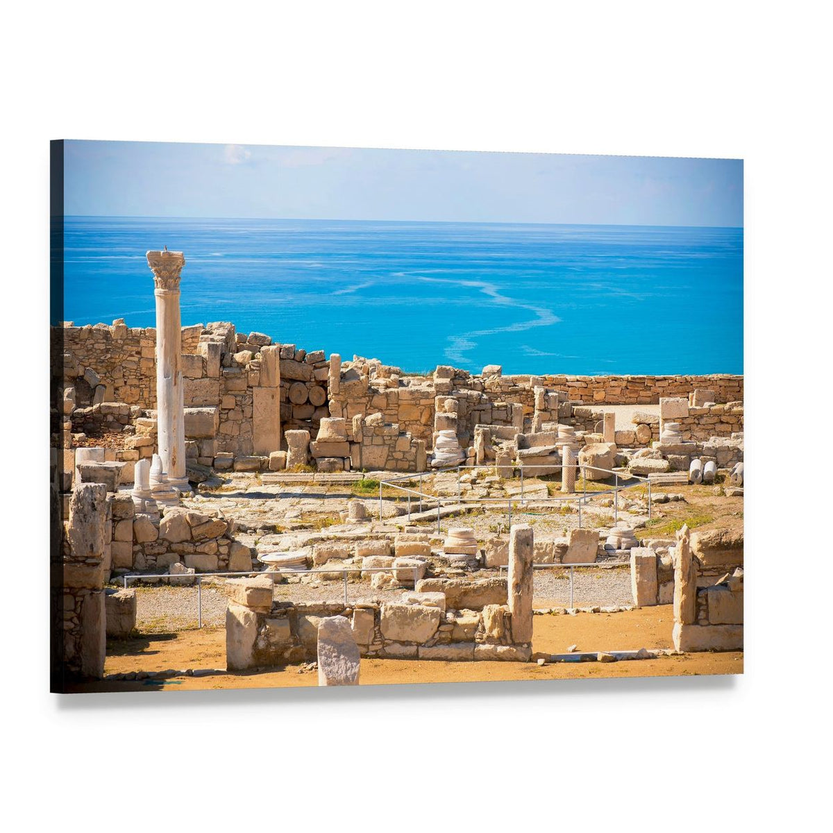 Ancient Kourion Ruins by the Sea Canvas Wall Art, single panel gallery wrapped canvas, angled product view