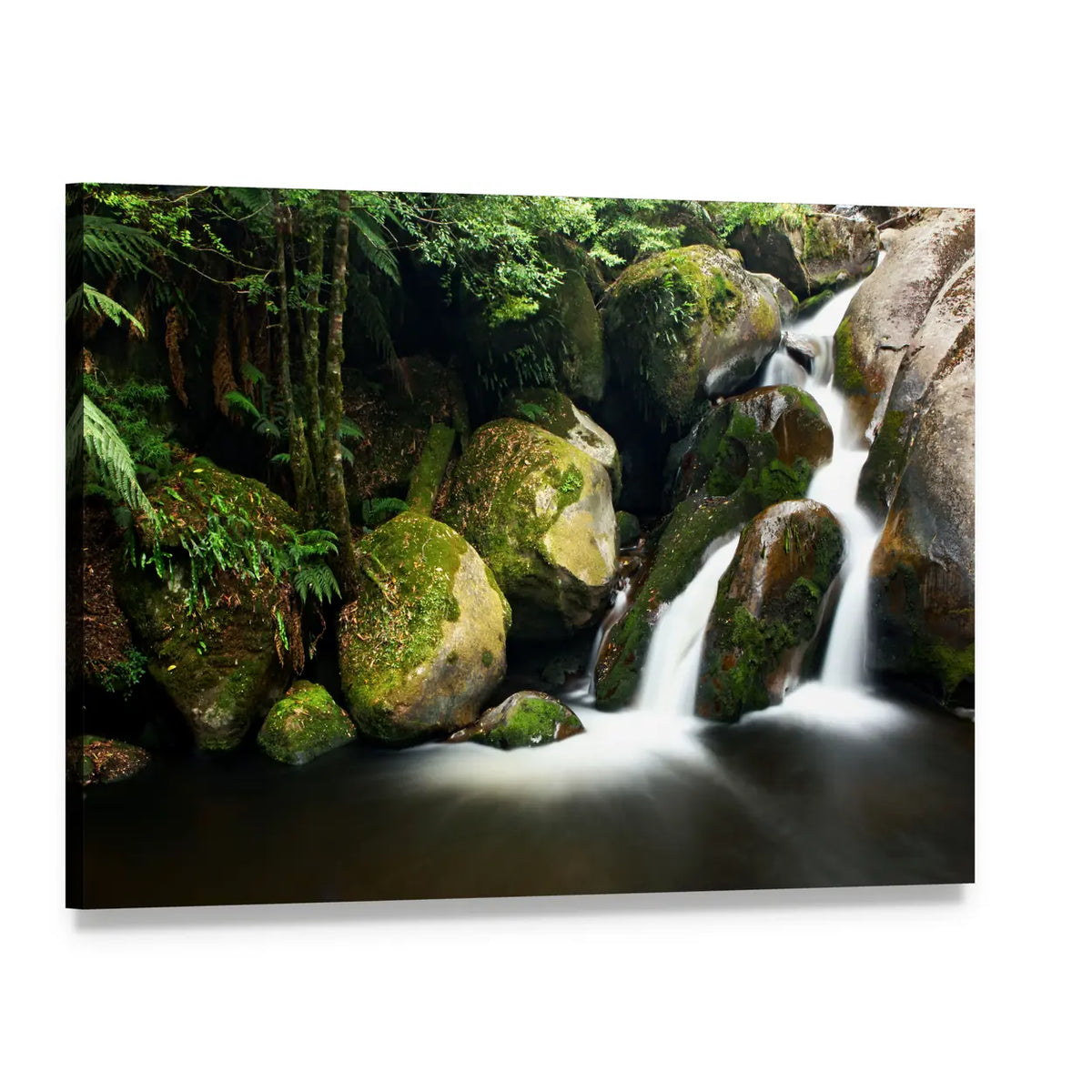 Yarra Ranges Waterfall In Victoria Australia Canvas Wall Art, single panel gallery wrapped canvas, angled product view