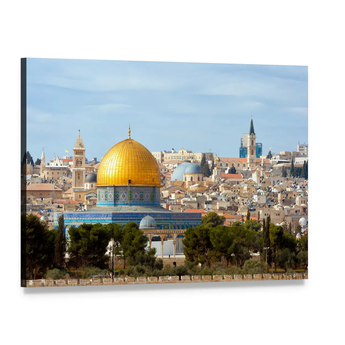 Dome of the Rock in Jerusalem Canvas Wall Art, single panel gallery wrapped canvas, angled product view