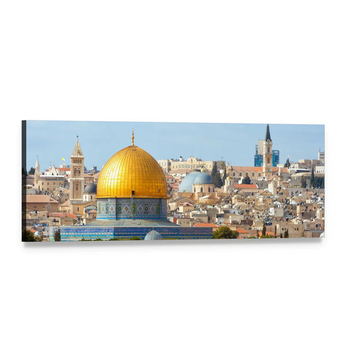 Temple Mount, Jerusalem Panoramic Canvas Wall Art, single panel gallery wrapped canvas, angled product view