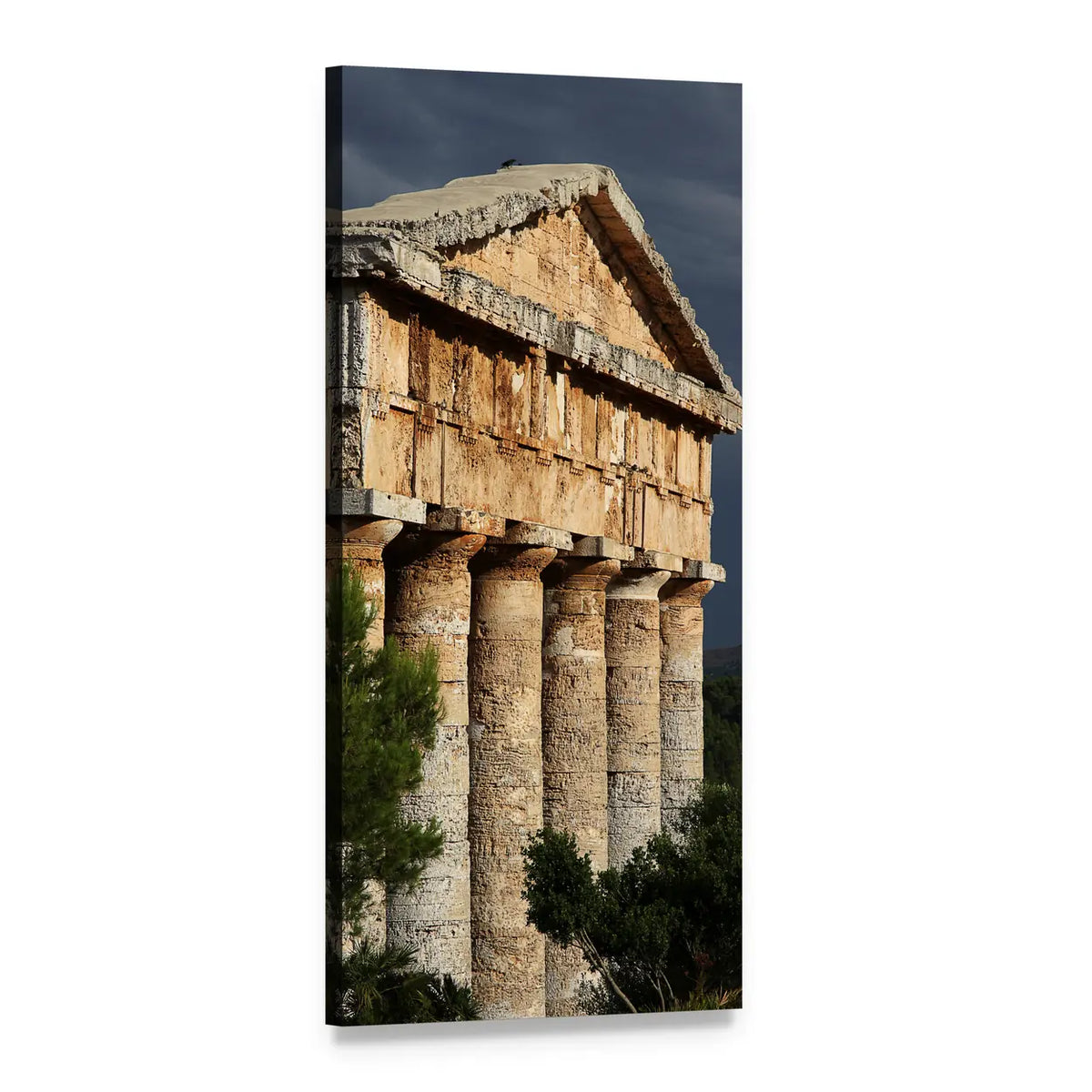 Segesta Temple in Italy Vertical Canvas Wall Art, 1 panel 1 Vertical layout gallery wrapped canvas set, angled product view