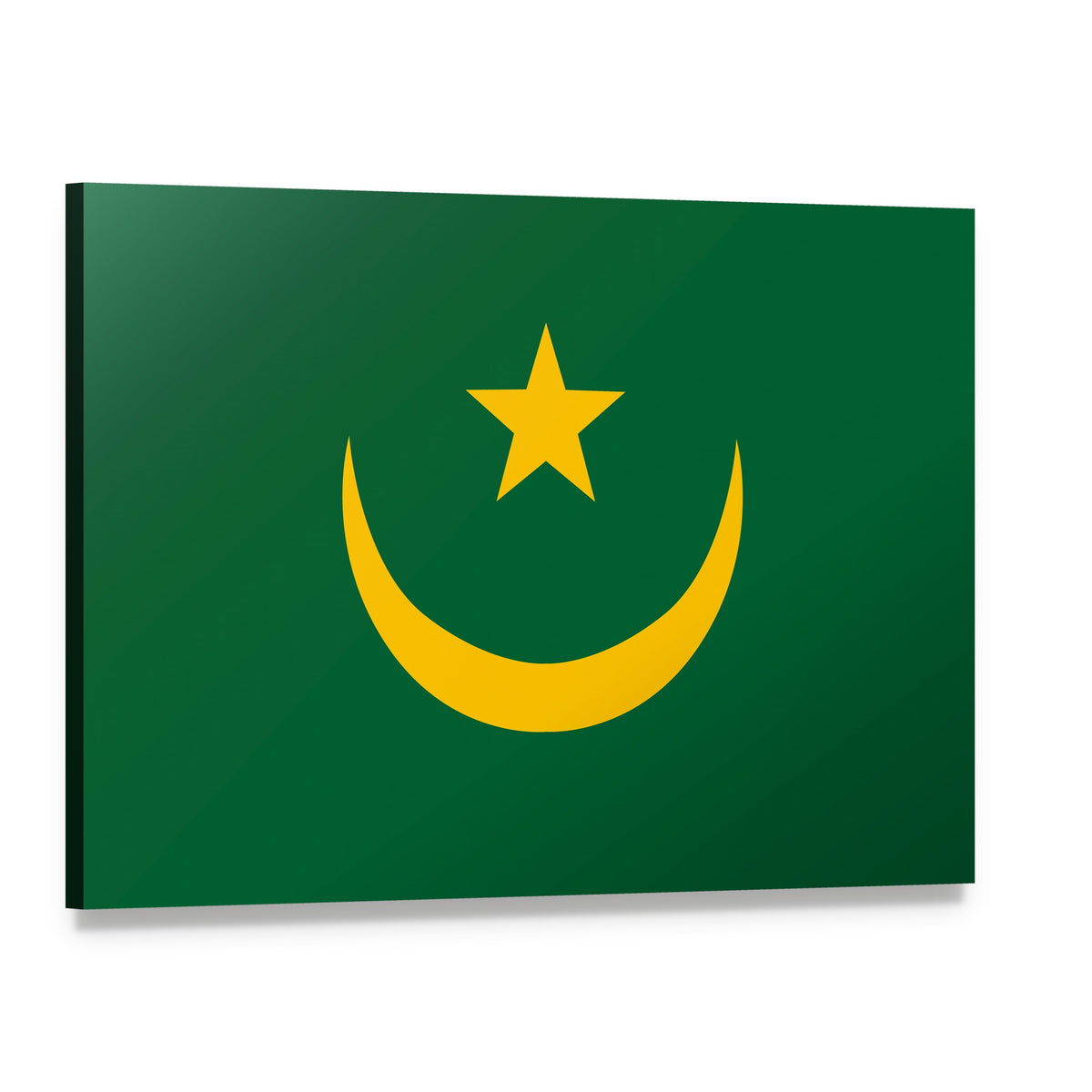 Mauritania Flag Reflection Canvas Wall Art, single panel gallery wrapped canvas, angled product view