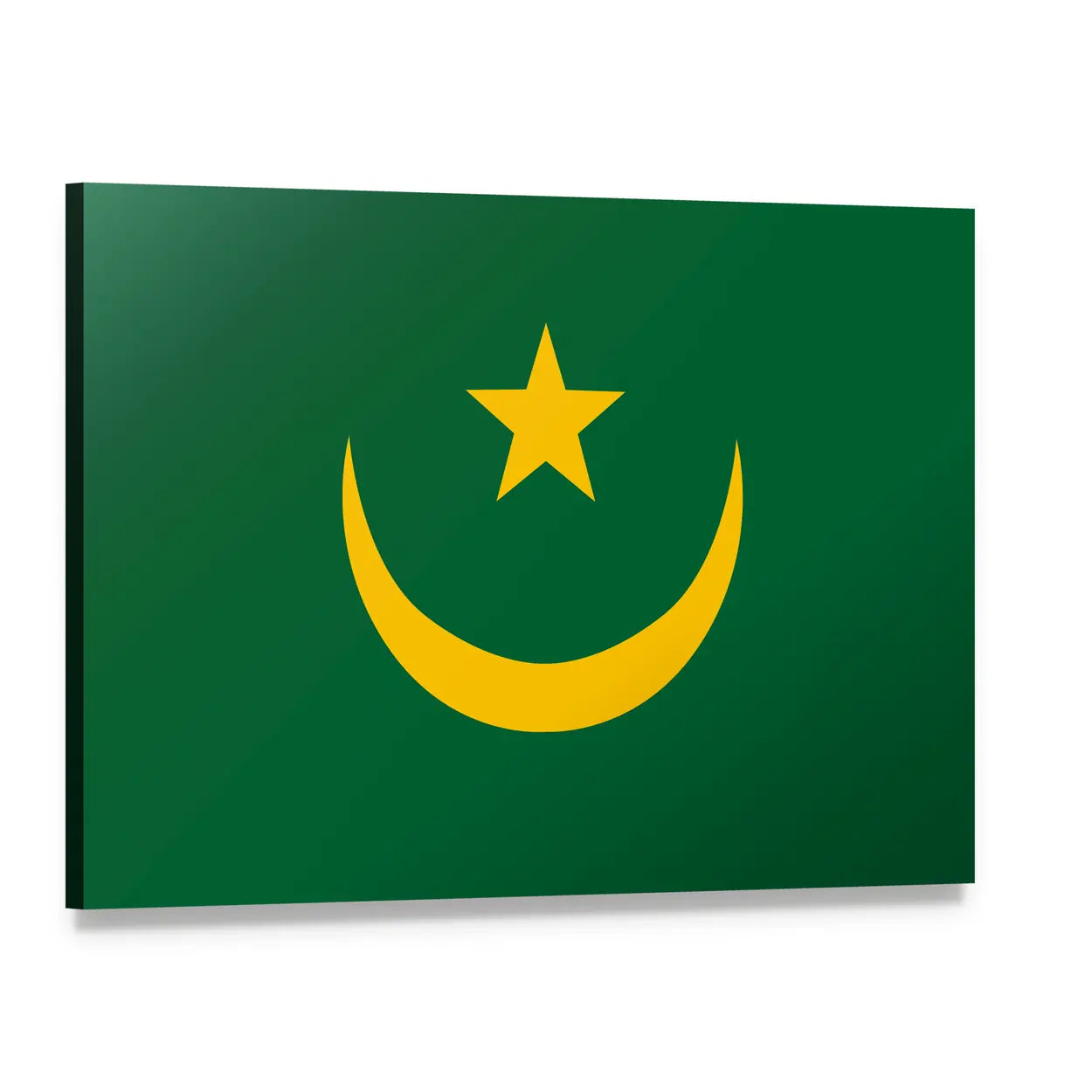 Reflected Flag of Mauritania Canvas Wall Art, single panel gallery wrapped canvas, angled product view