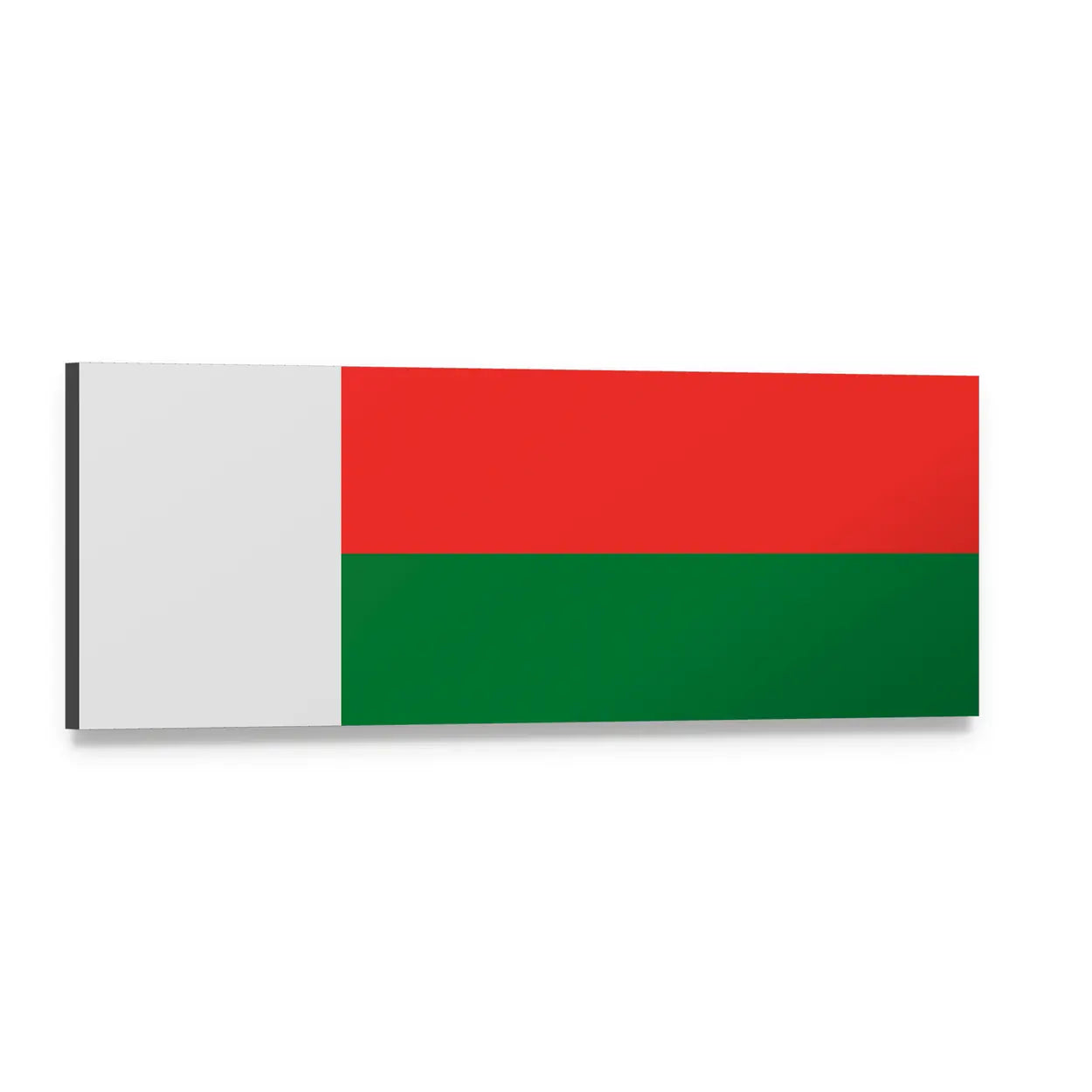 Madagascar Flag Color Fields Panoramic Canvas Wall Art, single panel gallery wrapped canvas, angled product view