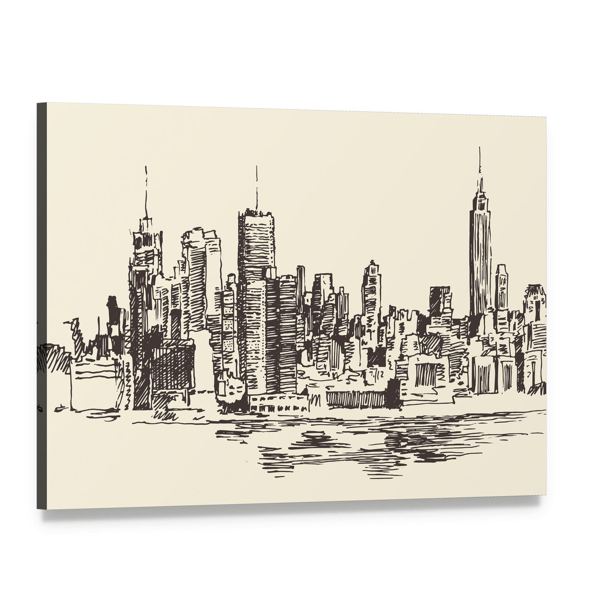 New York City Sketch Canvas Wall Art, single panel gallery wrapped canvas, angled product view