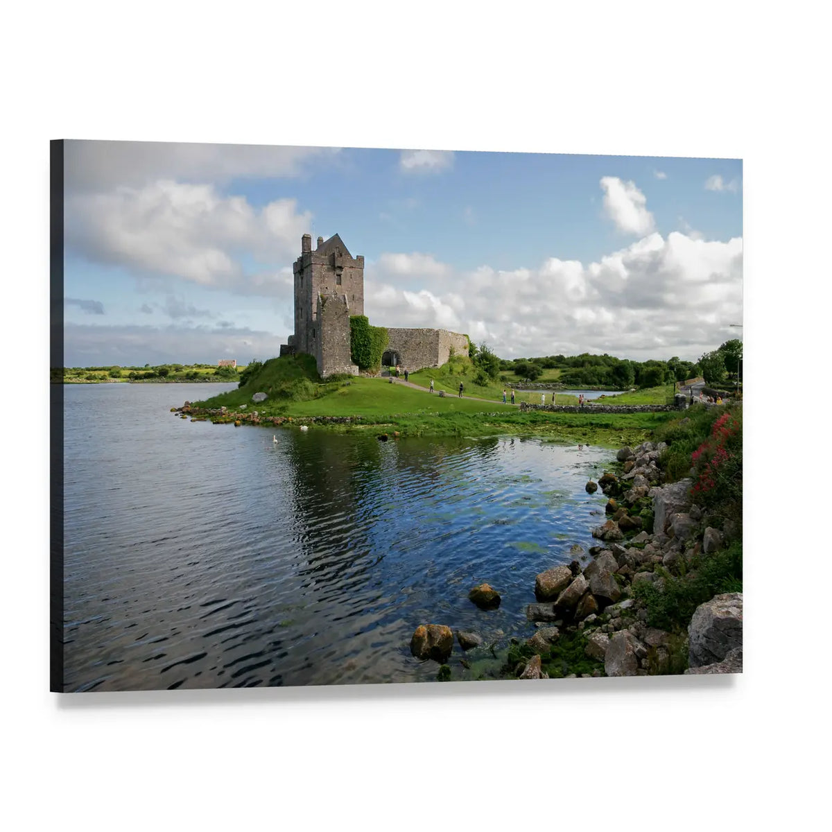 Dunguaire Castle Reflected in Water Canvas Wall Art, single panel gallery wrapped canvas, angled product view