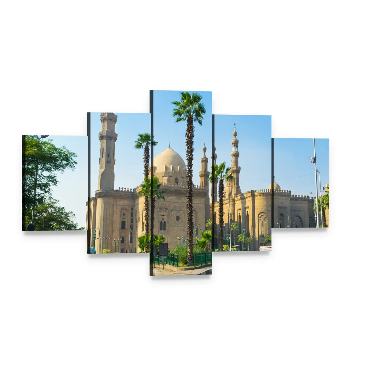 Mosque of Sultan Hassan Canvas Wall Art, 5 panel 5 Star layout gallery wrapped canvas set, angled product view