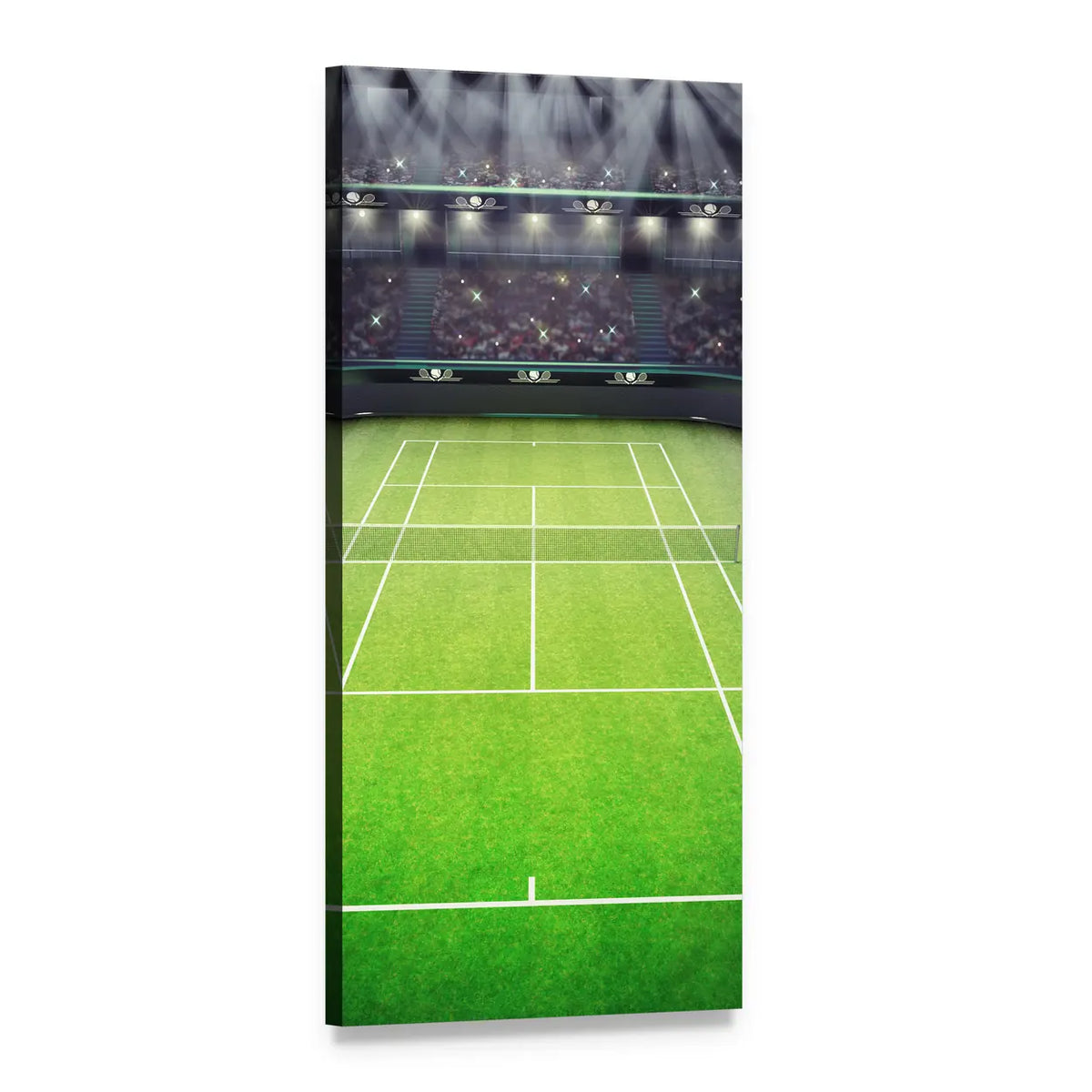 Night Tennis Stadium Perspective Vertical Canvas Wall Art, 1 panel 1 Vertical layout gallery wrapped canvas set, angled product view