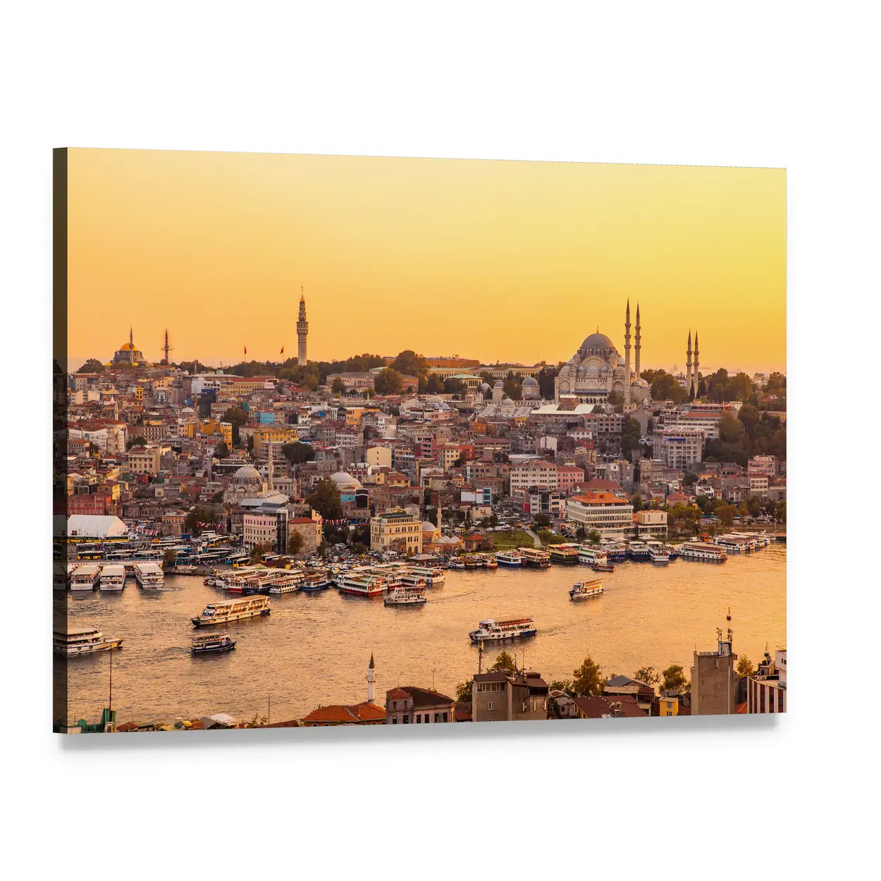 View On Golden Horn Bay From Galata Tower Canvas Wall Art, single panel gallery wrapped canvas, angled product view