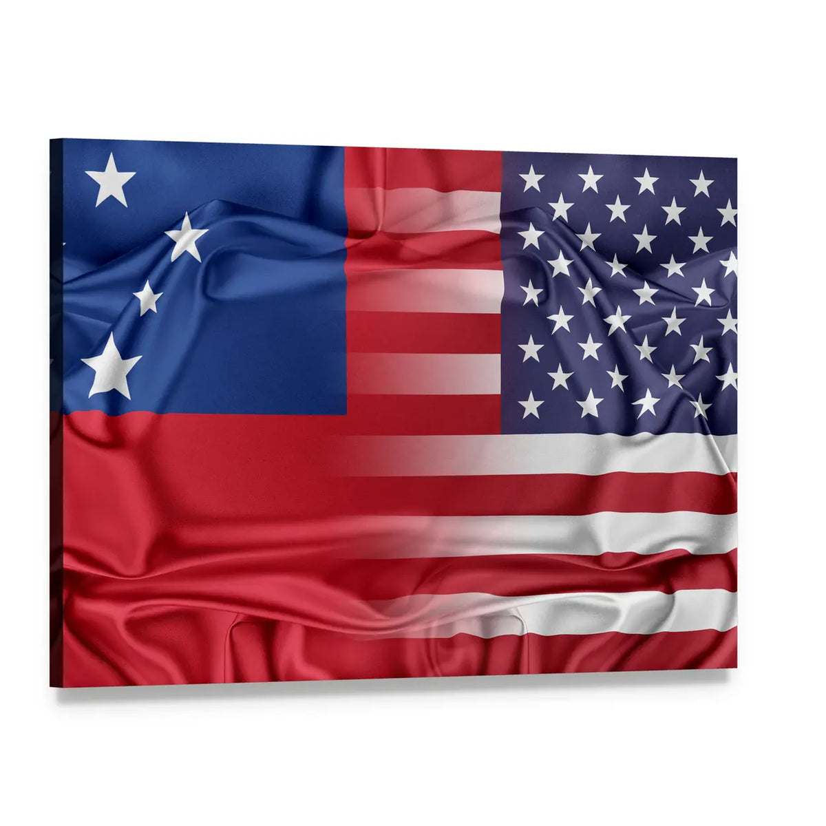 United States and Samoa Hybrid Flag Canvas Wall Art, single panel gallery wrapped canvas, angled product view
