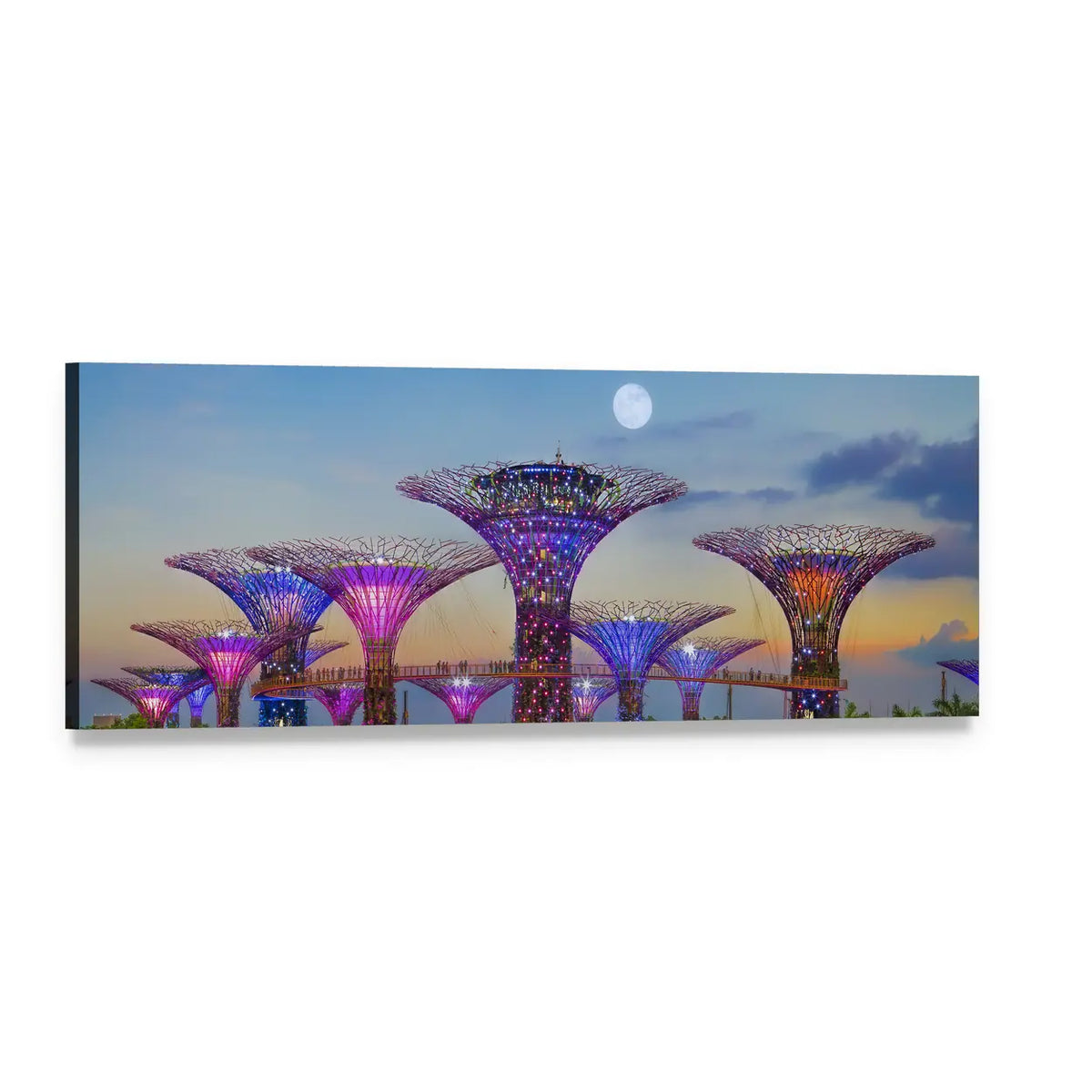 Gardens by the Bay Panoramic Canvas Wall Art, single panel gallery wrapped canvas, angled product view