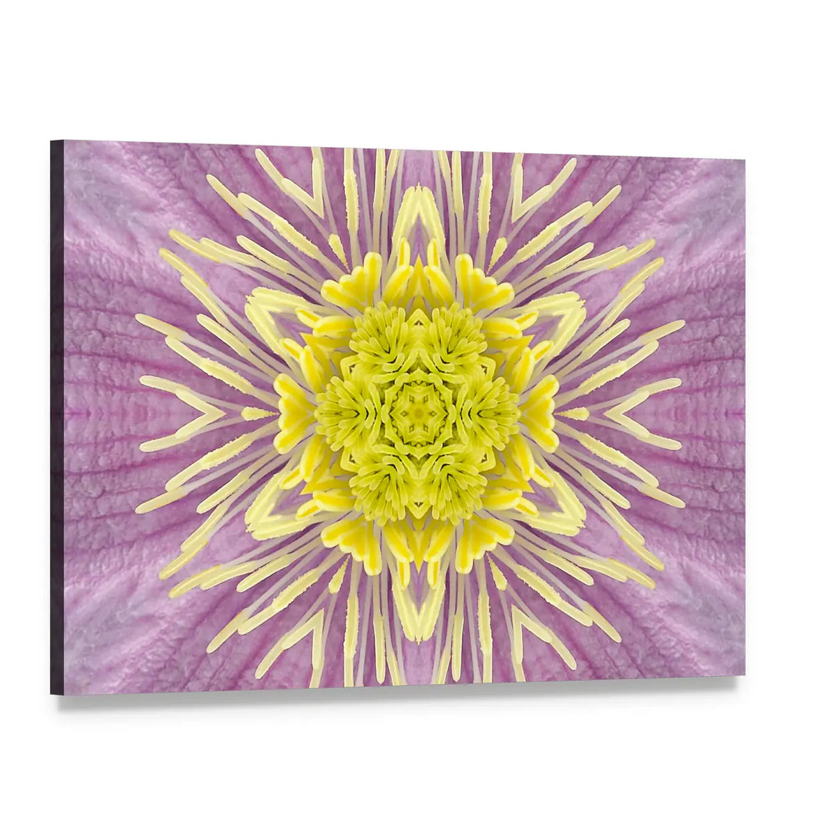 Mandala Kaleidoscope Flower Canvas Wall Art, single panel gallery wrapped canvas, angled product view